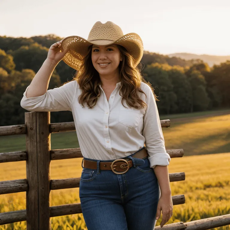 Cowboy Hat Ranch Fence Golden Hour
