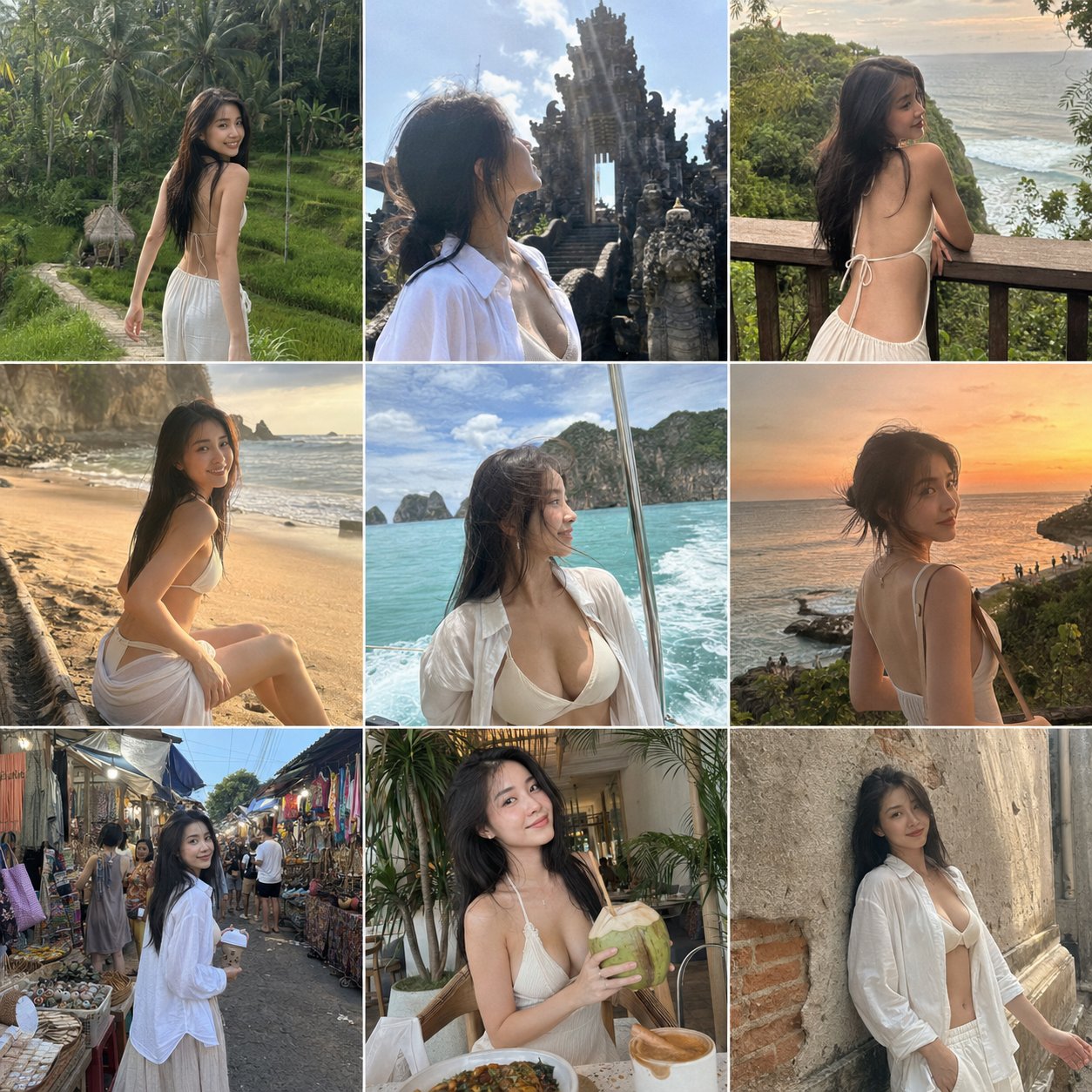 White Tropical Locations Collage