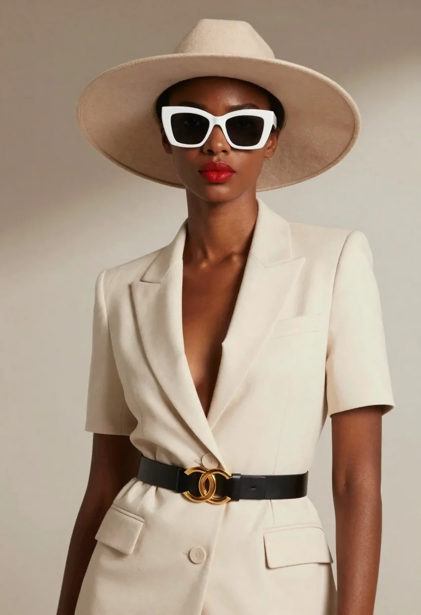 High-fashion Studio Portrait Confident Black Woman With Deep Skin Tone reference photo
