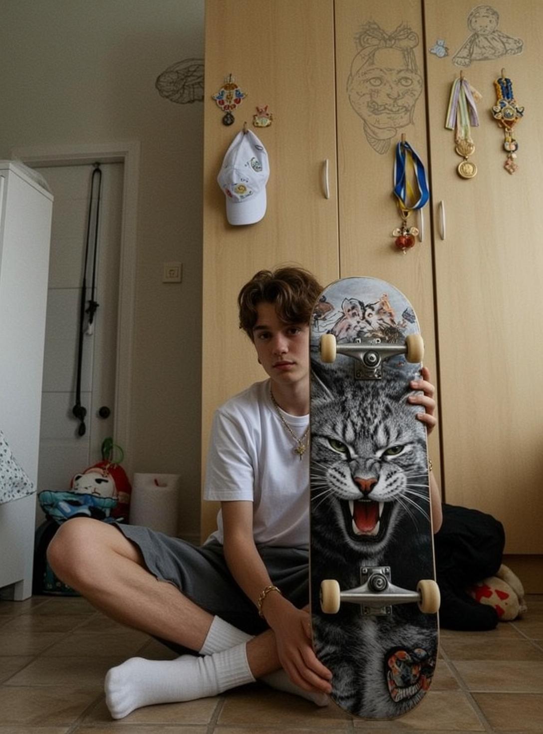 Bedroom Skateboard Floor Sit