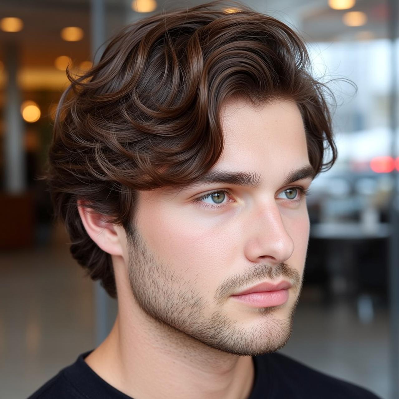 Young Wavy Brown Hair Fair Skin Black