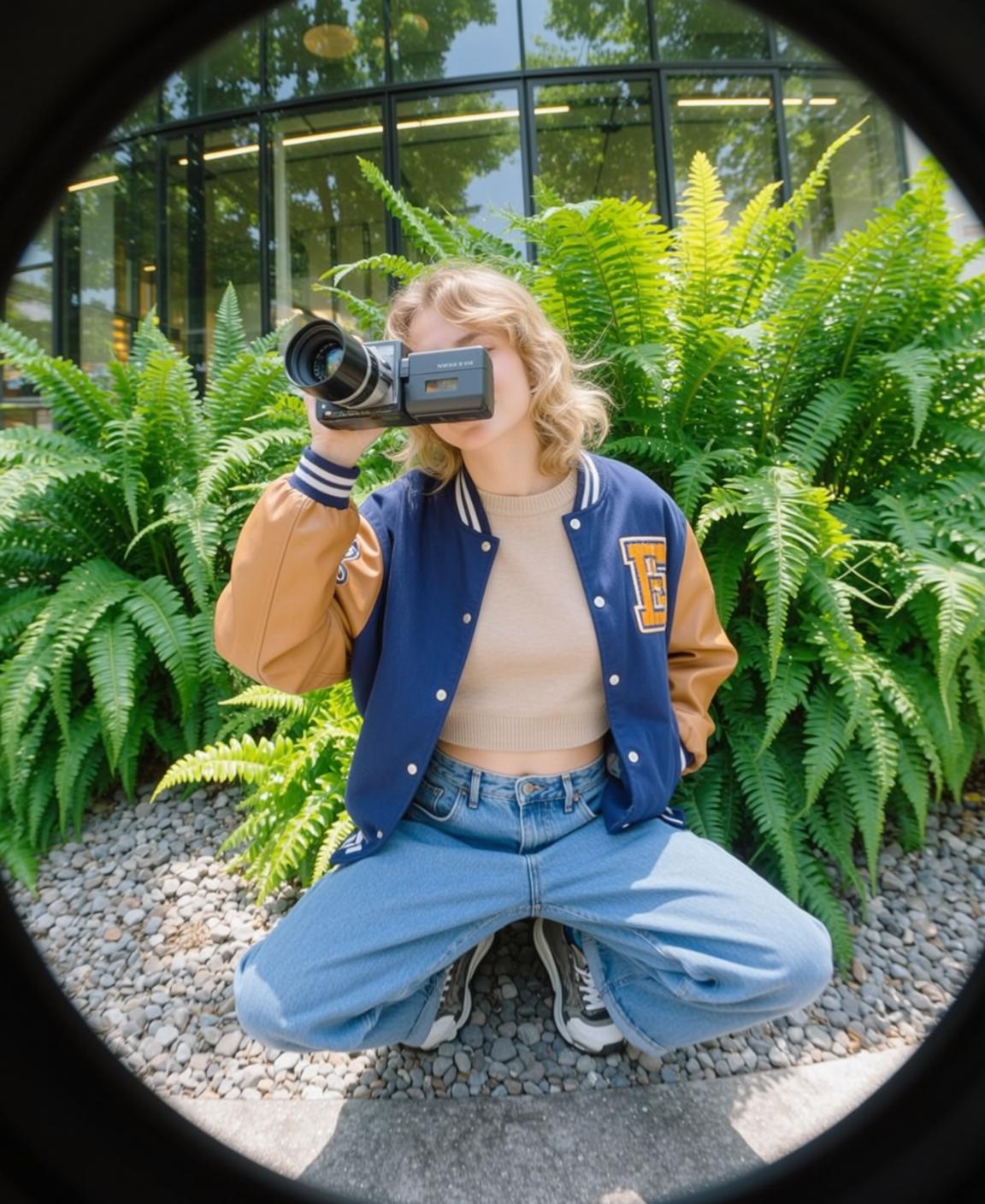 Varsity Jacket Camcorder Crouch
