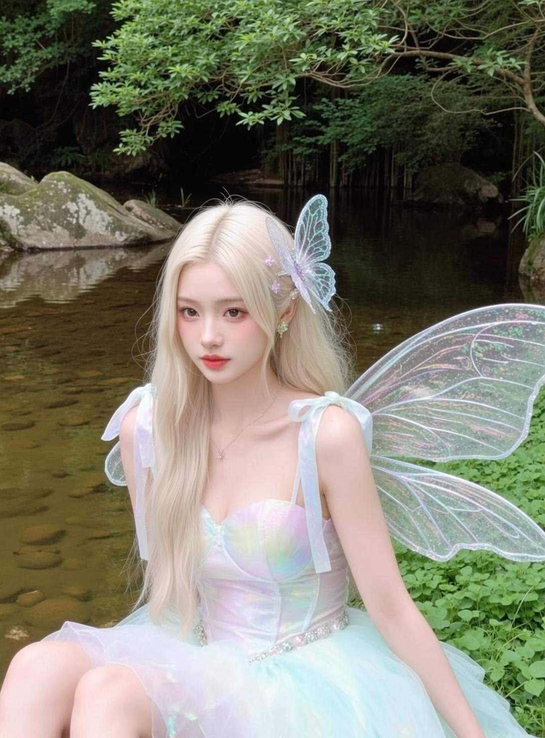 Fairycore Young Long Straight Blonde Fair Iridescent