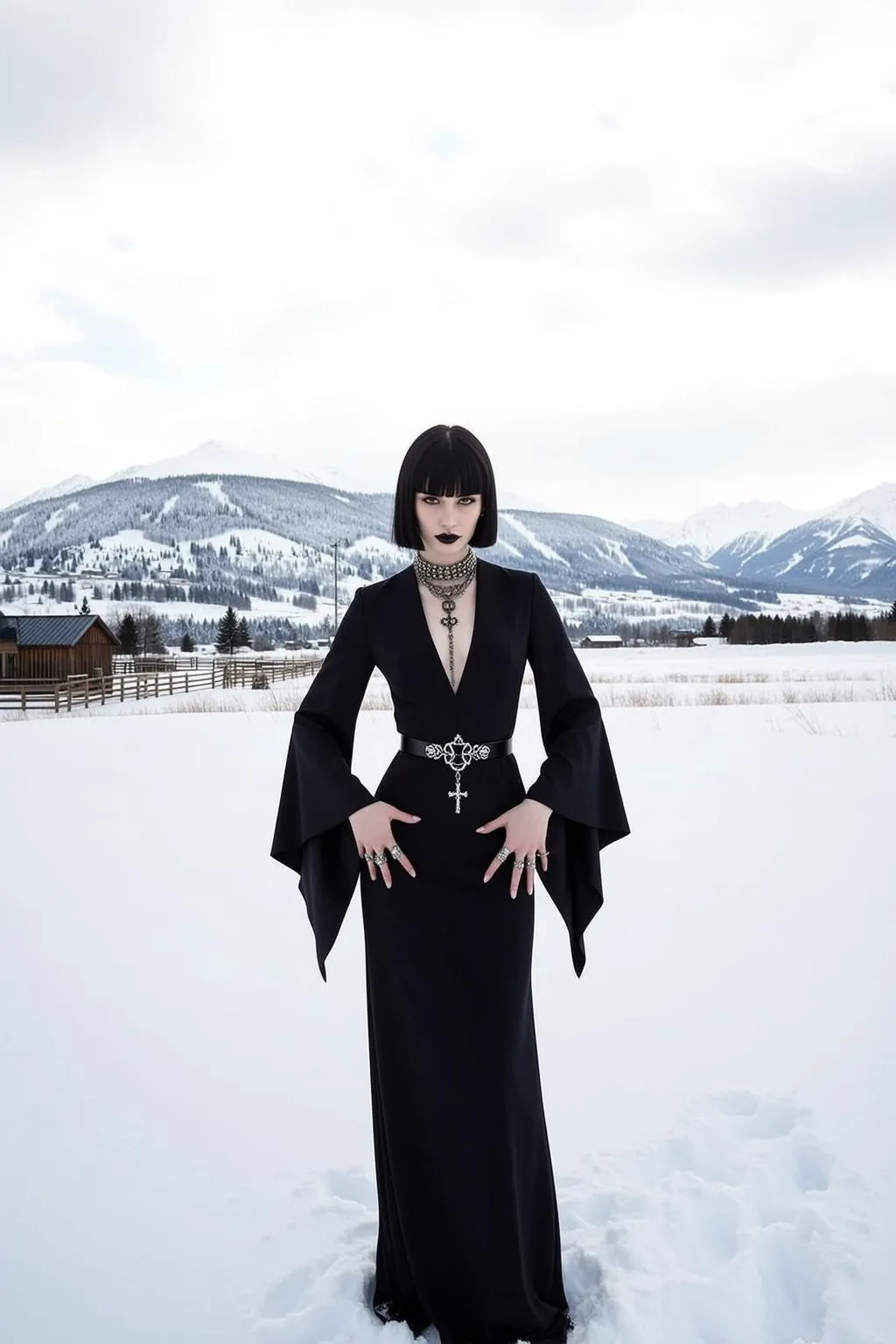 Necklace And Rings In Dress Portrait