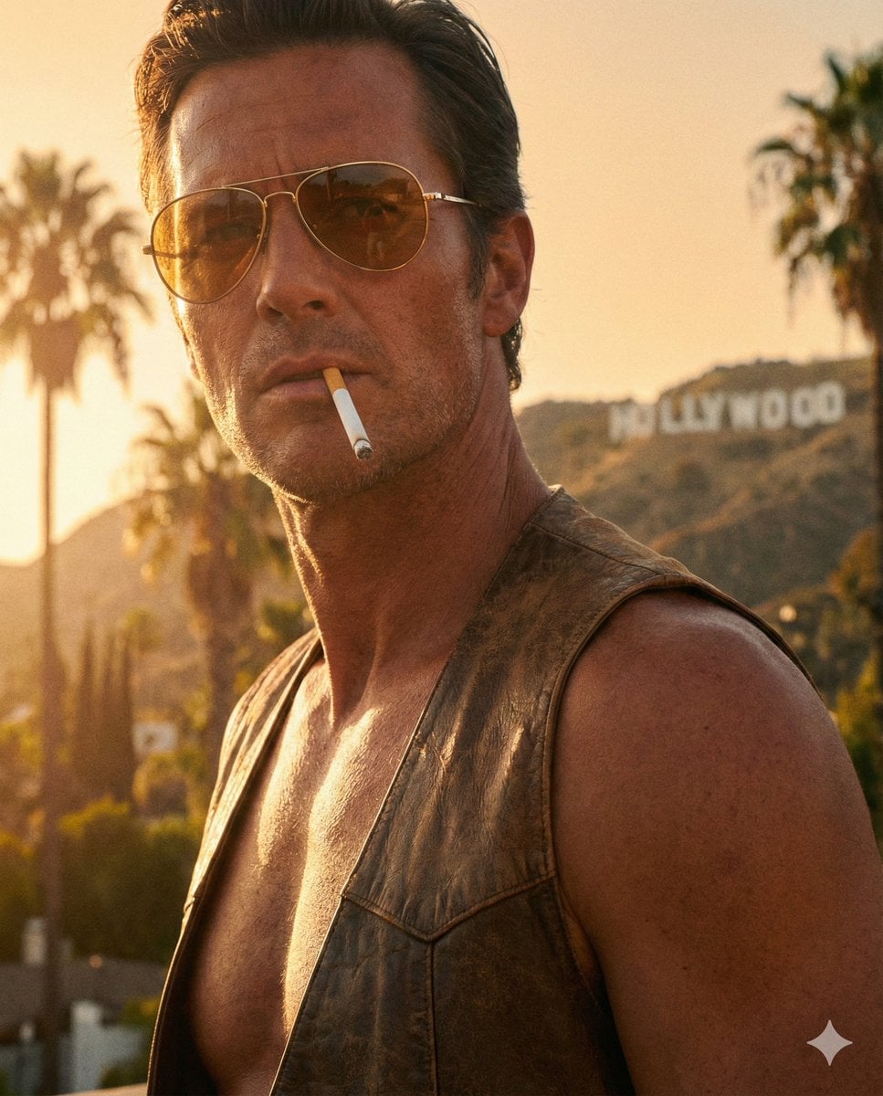 Shirtless Male 1970s Hollywood Aviators Amber Tint Los Angeles