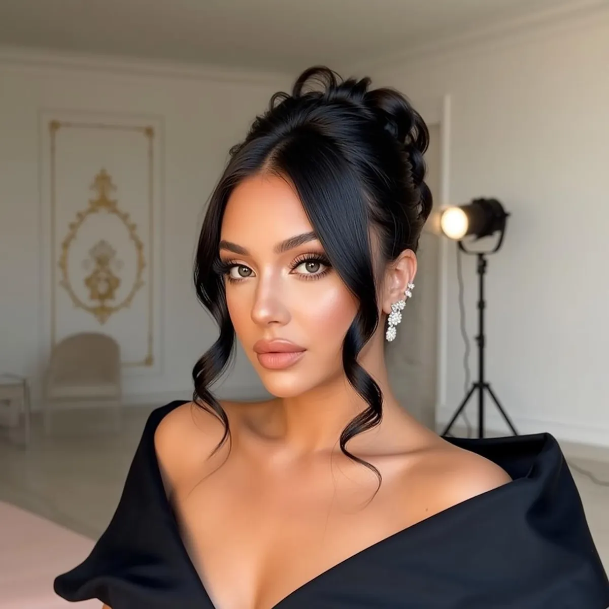 Hair Salon Young Dark Styled Loose Curls