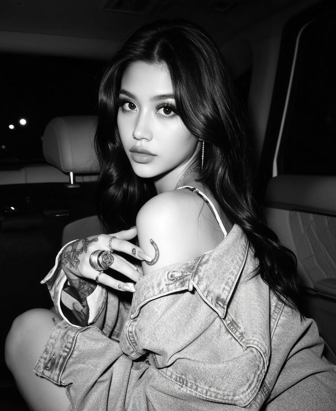 Sultry In Car Interior Black And White