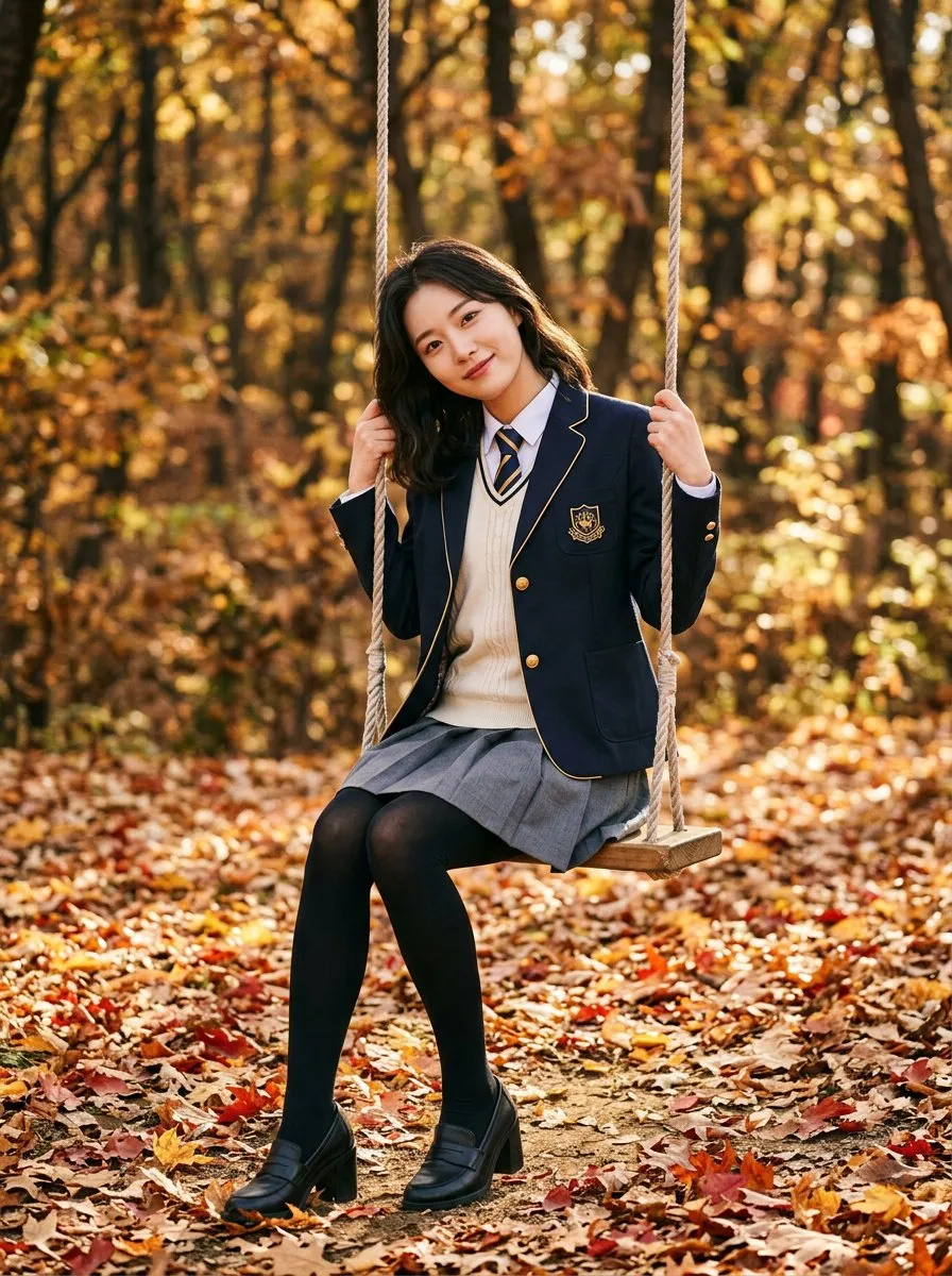 Swing Golden Autumn Landscape Navy Blazer