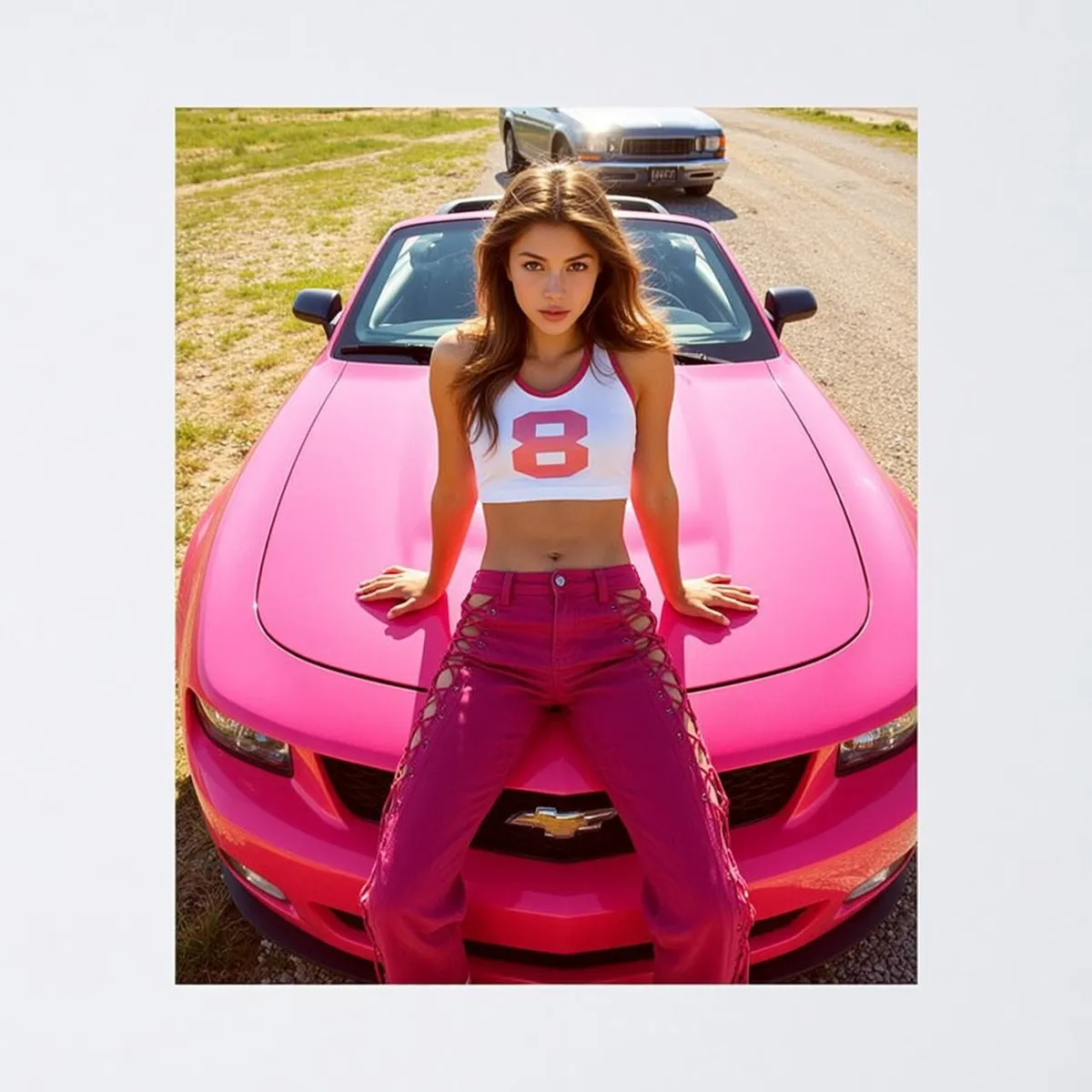 White Crop Top Outdoor Rural Road