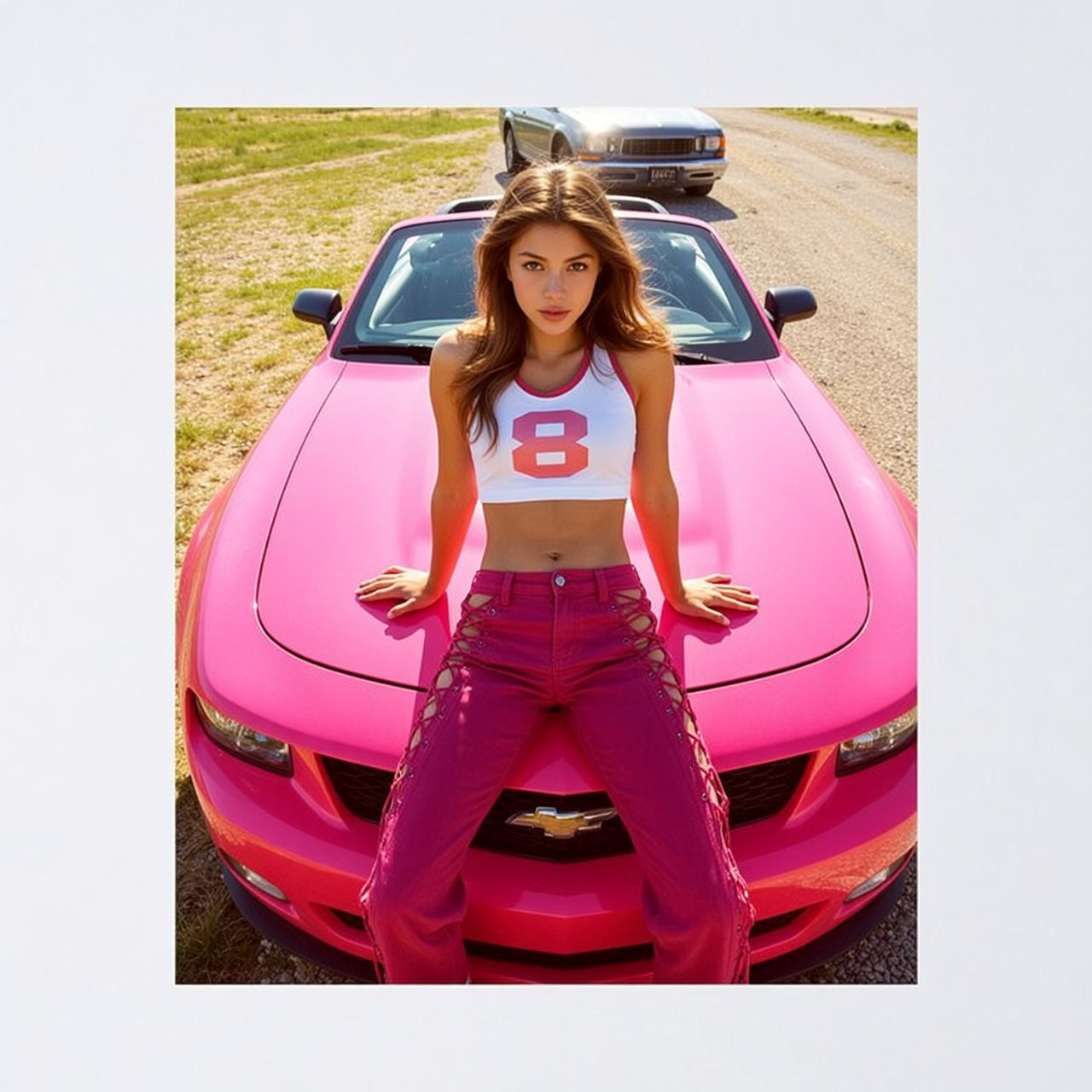 White Crop Top Outdoor Rural Road reference photo