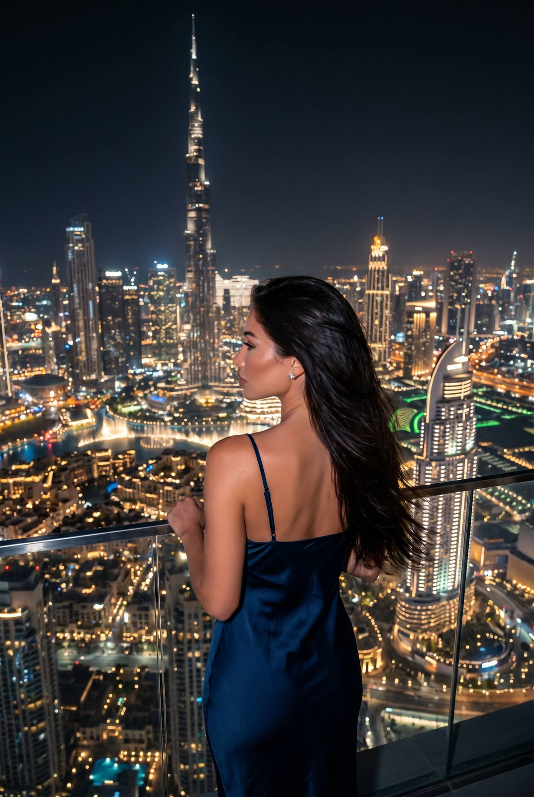 Silhouette Dubai Skyline Night View
