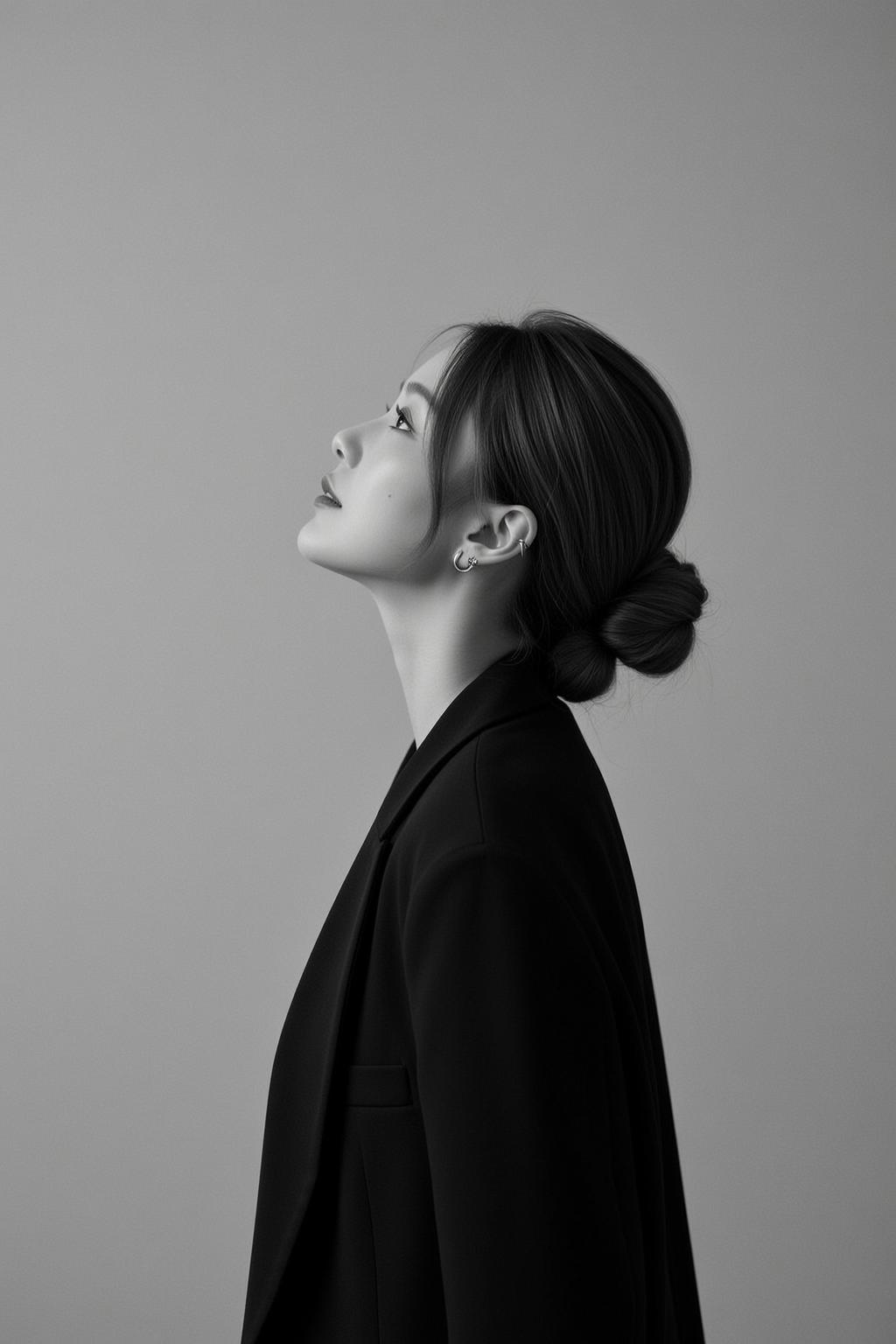 Luxury Young Dark Brown Pulled Back Bun
