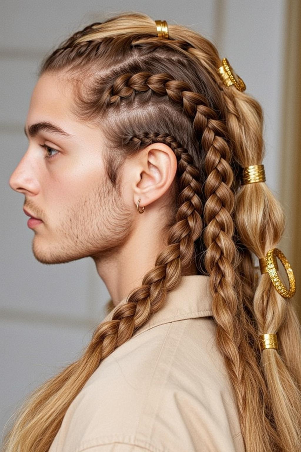 Blonde Braids Gold Rings Studio