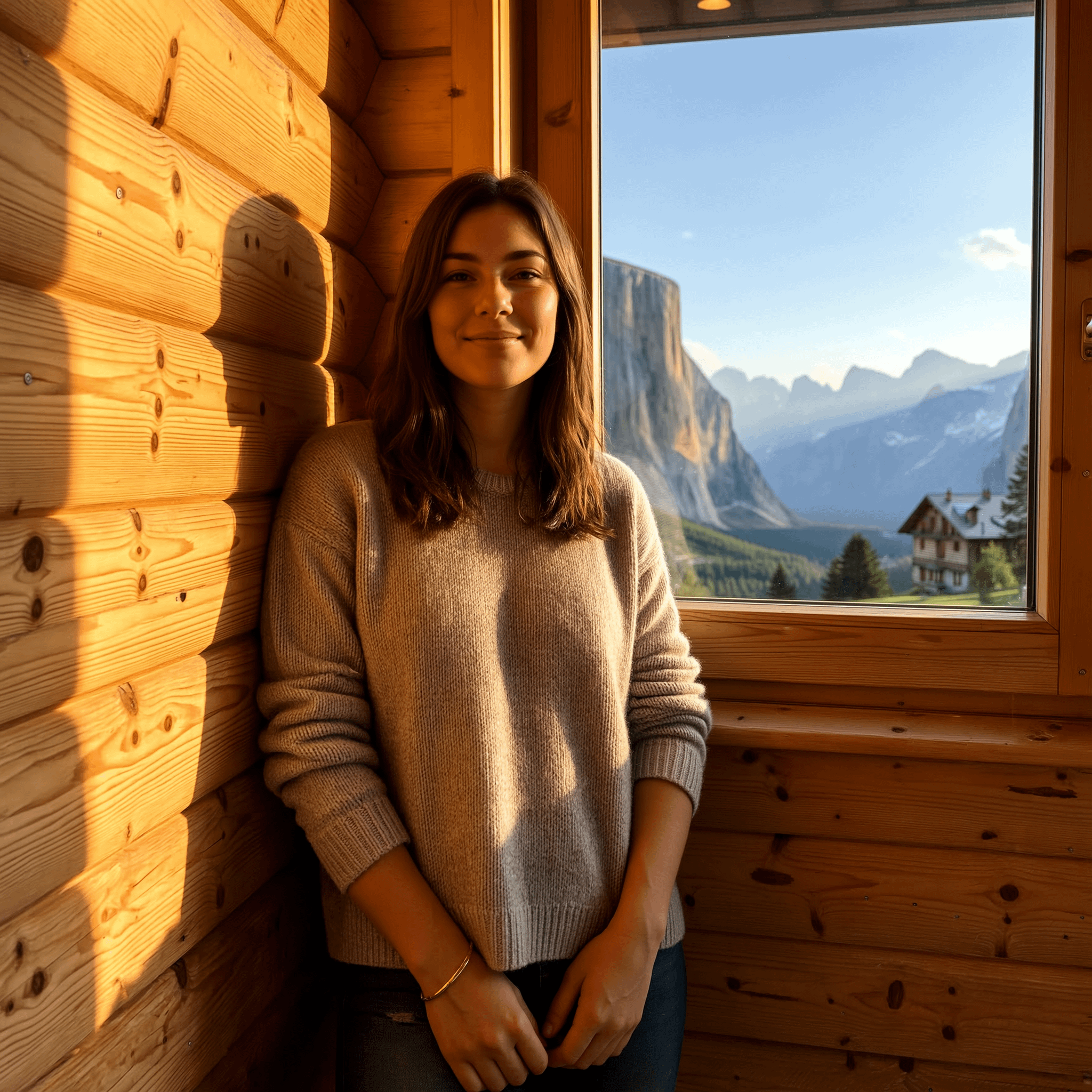 Log Cabin Mountain View Knit Sweater Golden Hour