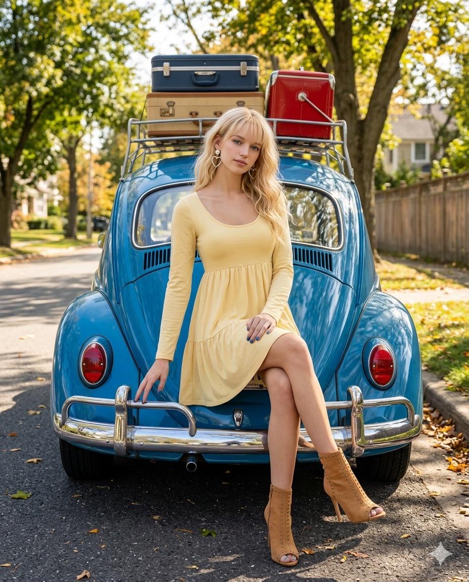Long Sleeve Light Yellow Babydoll Dress Scoop In Rear Chrome