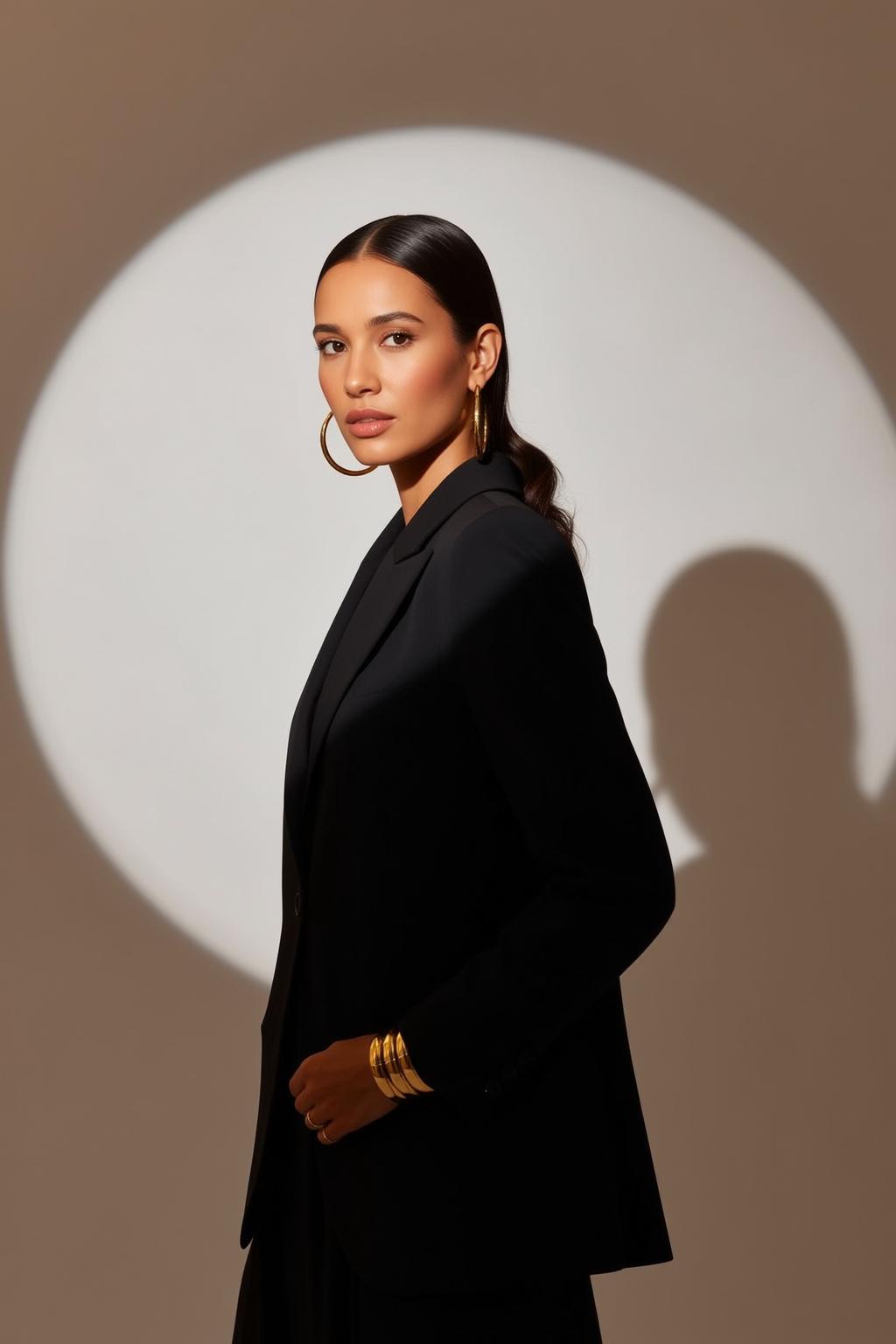 Luxury Dark Pulled Back Ponytail Medium-toned Black
