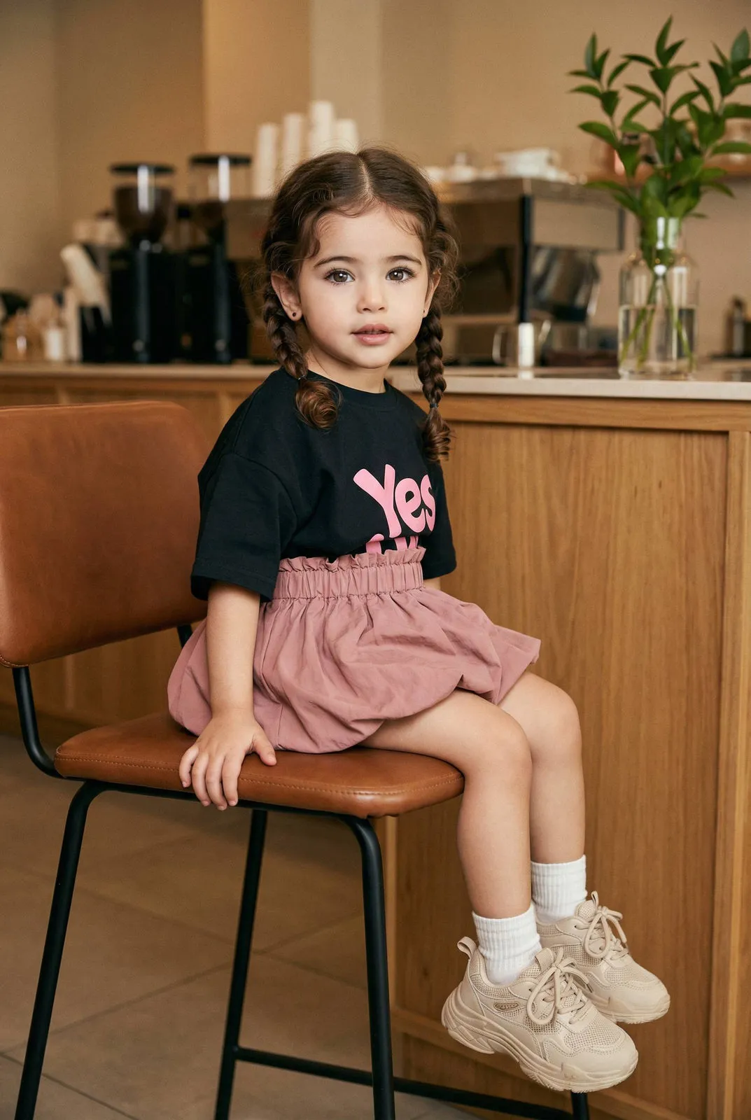 Girl Cafe Chair Candid Realistic Portrait
