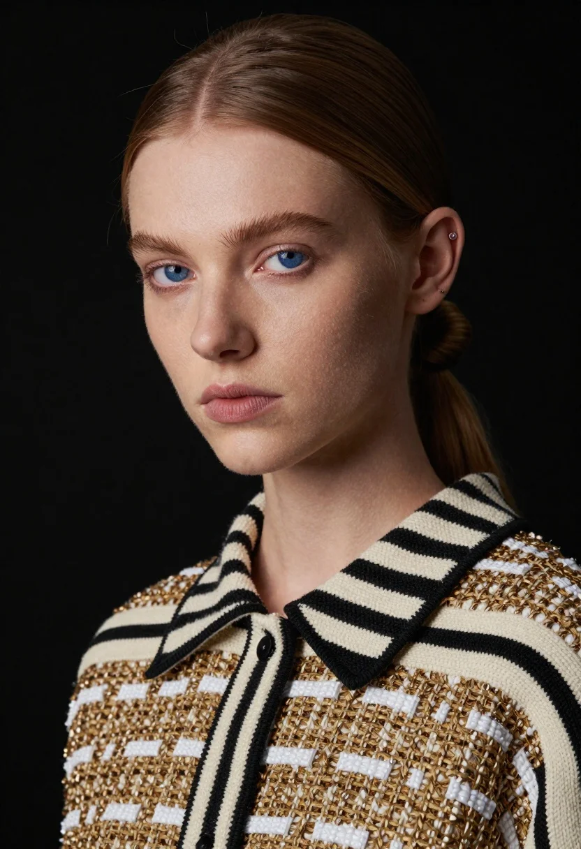 High-fashion Studio Portrait Young Woman With Fair Skin And Striking reference photo