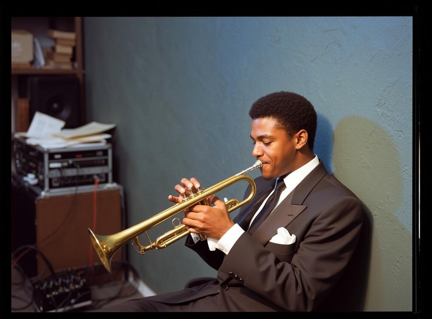 Black Suit Trumpet Practice Look