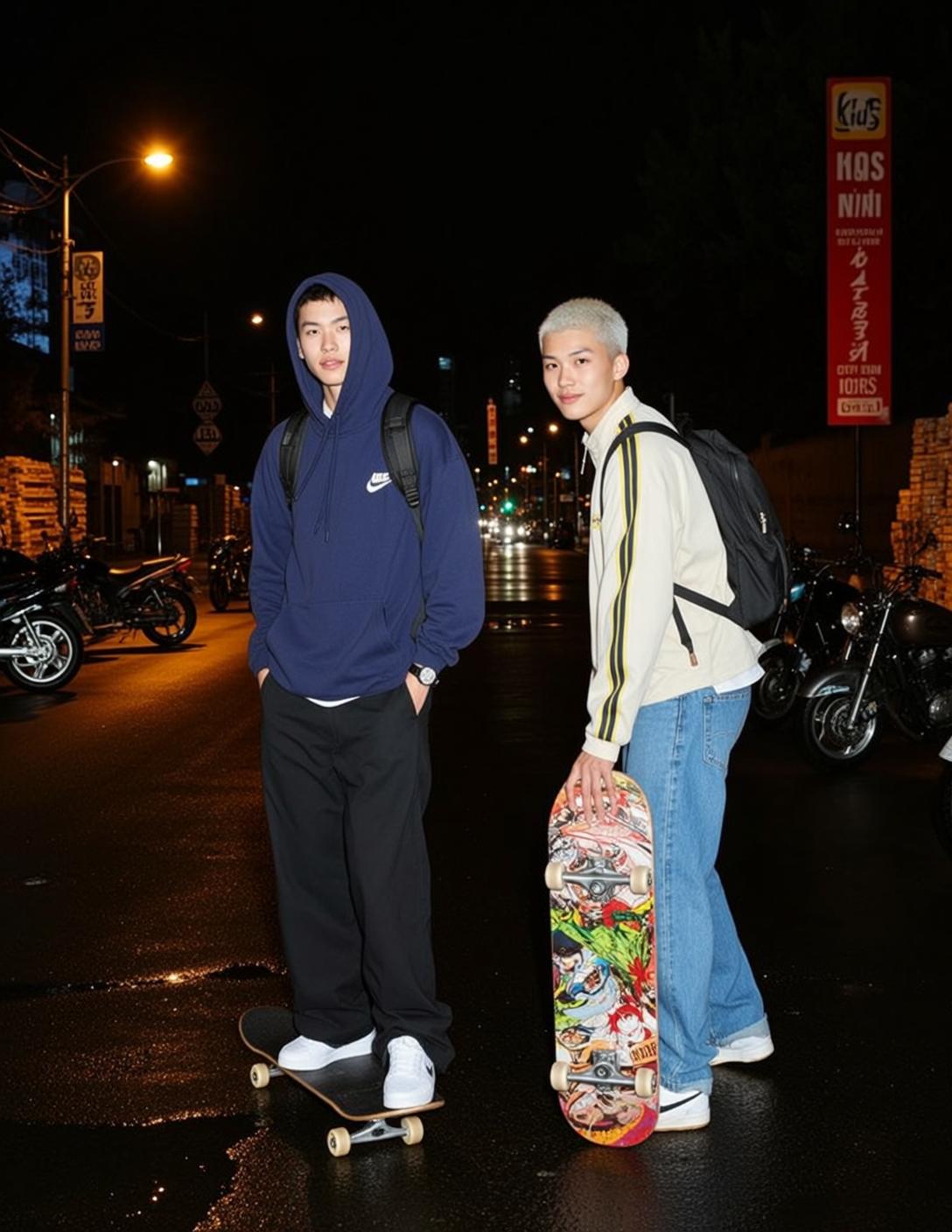 Night Skateboard Streetwear Duo