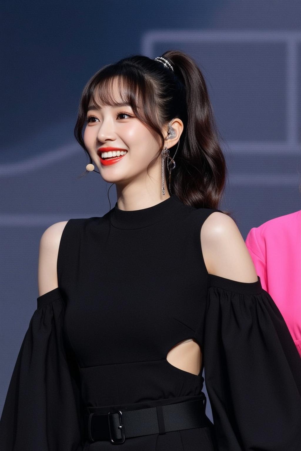 Stage Outfit Microphone Pose
