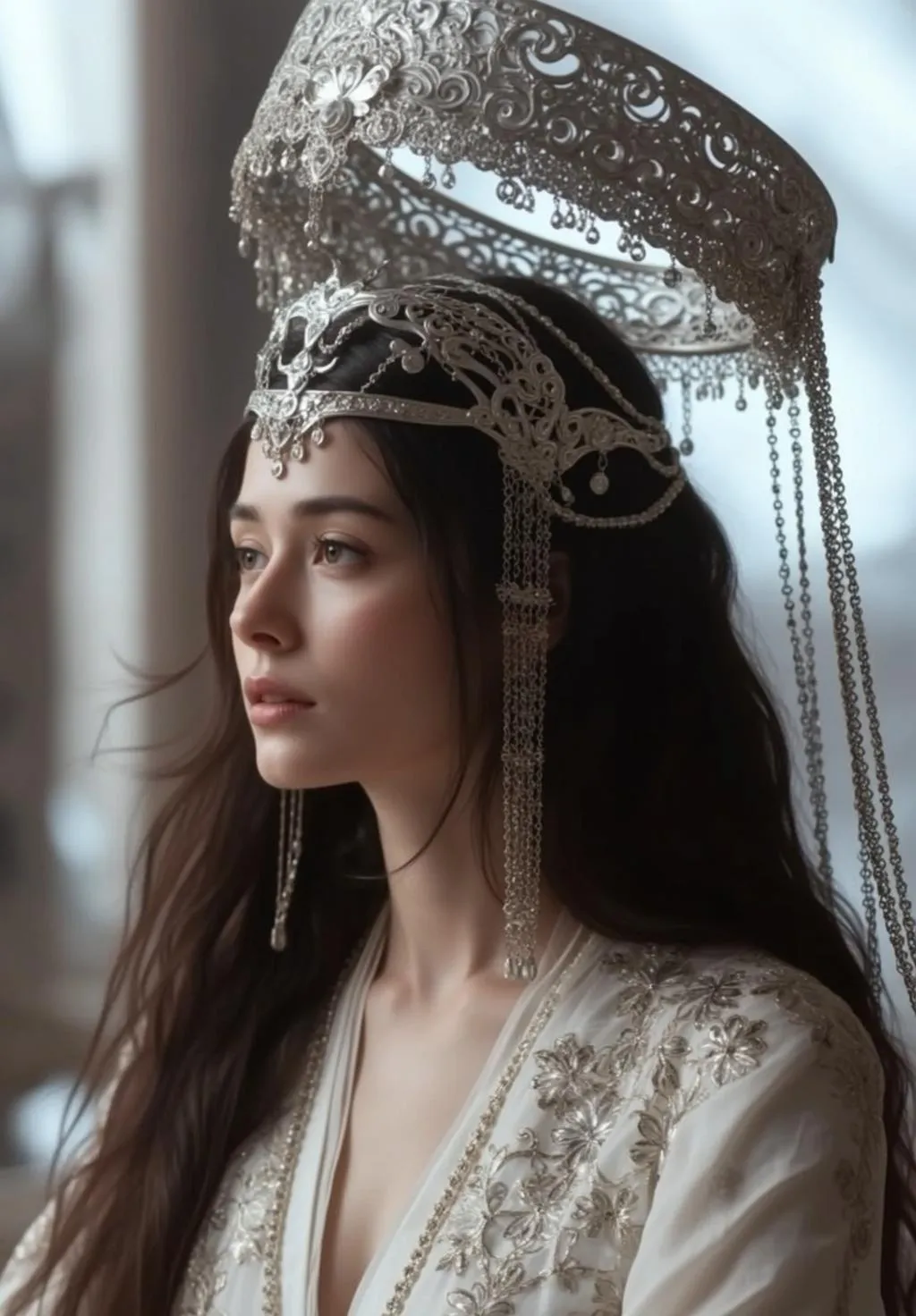 Silver Headpiece Regal Robe