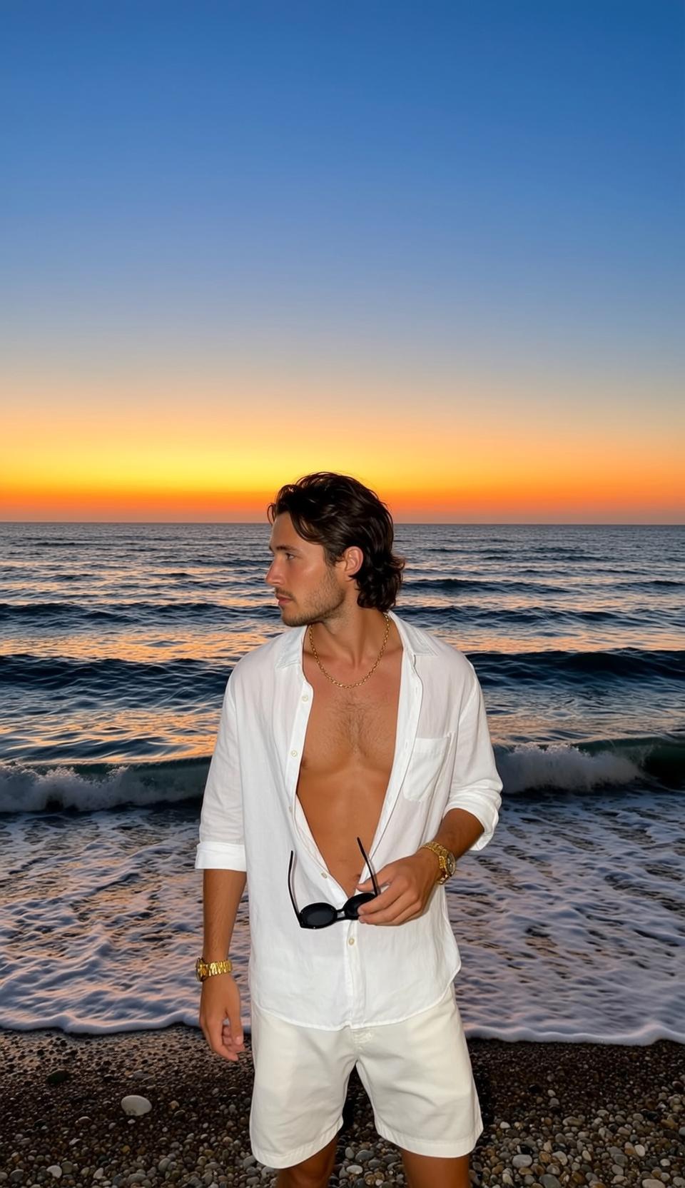 White Linen Shirt Sunset Beach