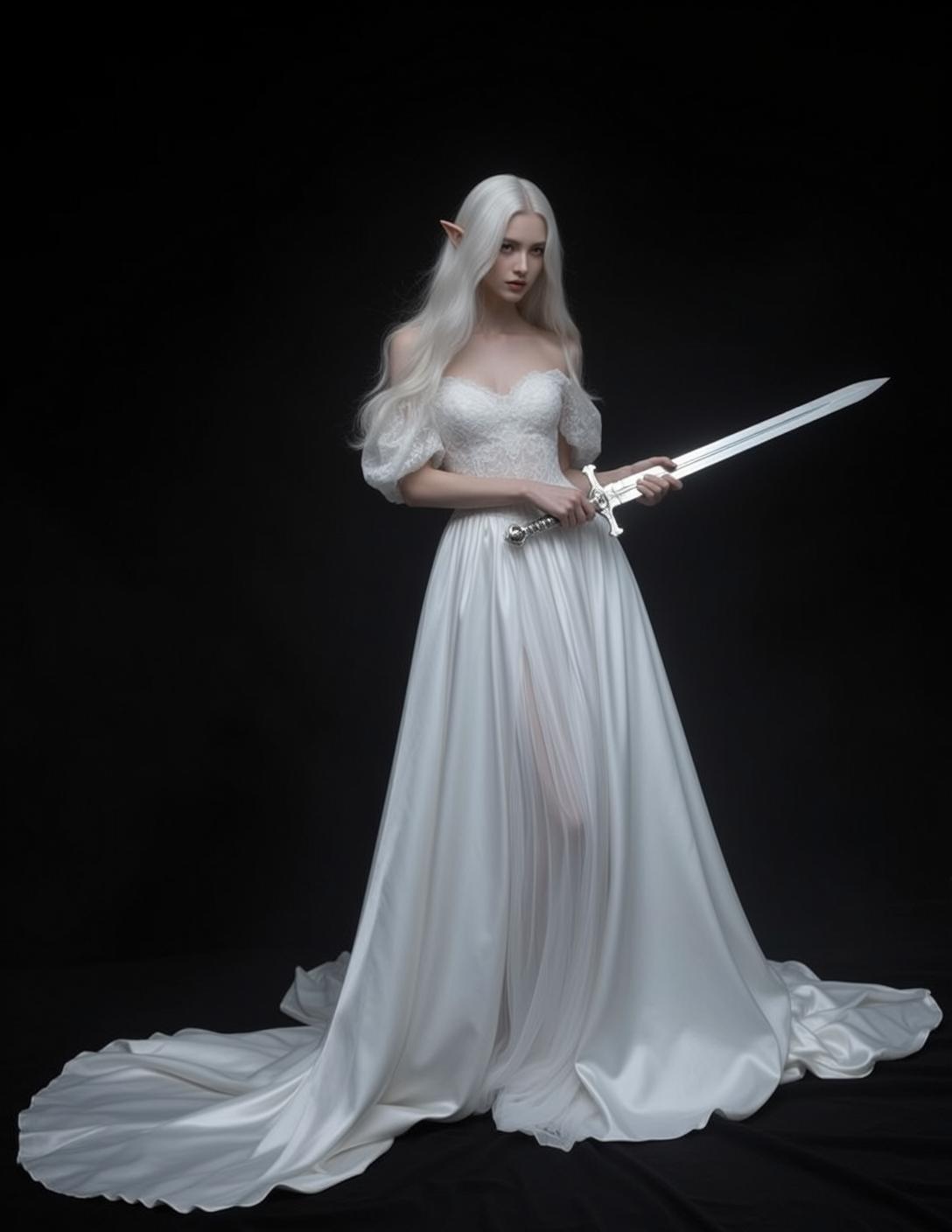 White Satin Corset Elf Portrait