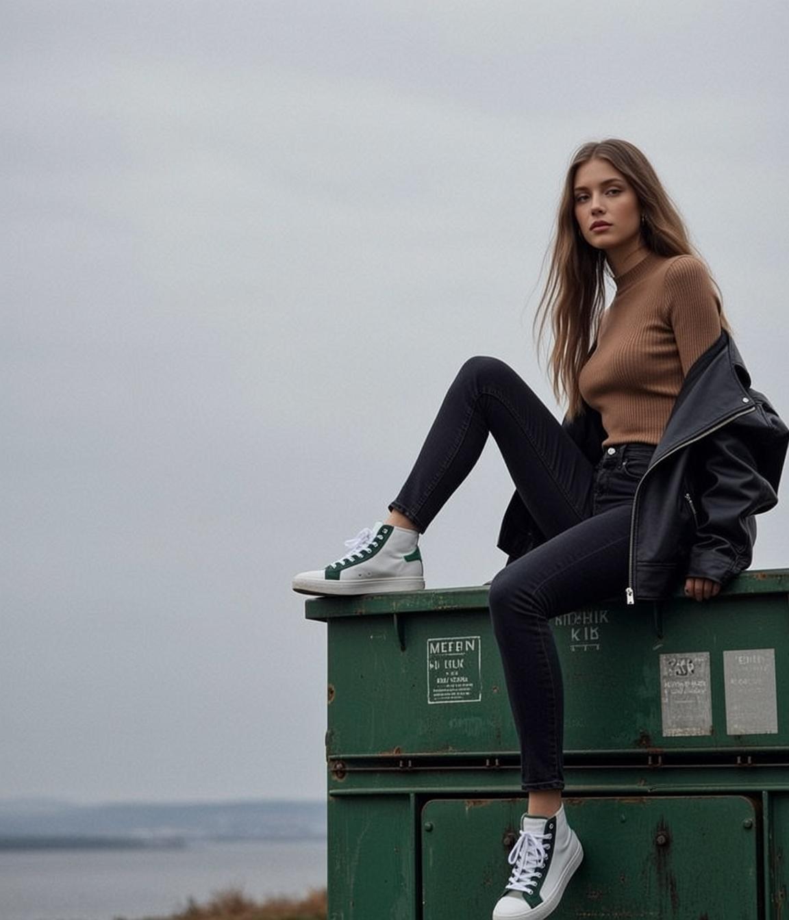 Explore Seated Large Dark Green Metal Container
