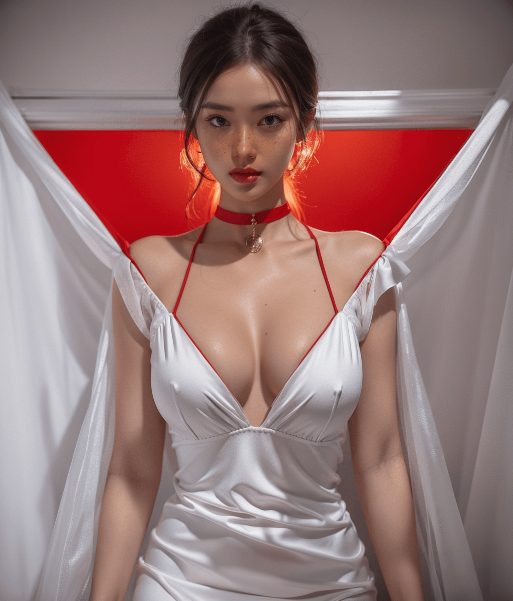 White In Fabric Choker Featuring