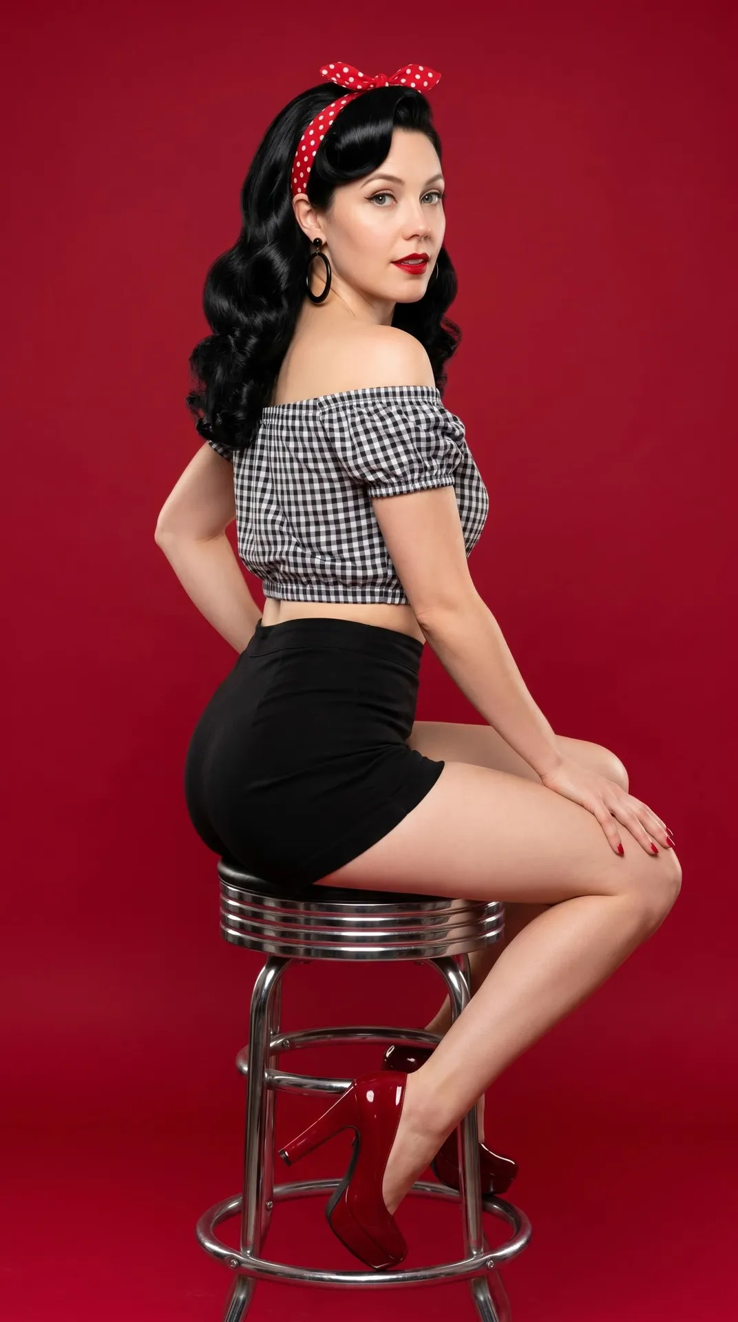 Makeup Earrings And Nails In Retro Portrait