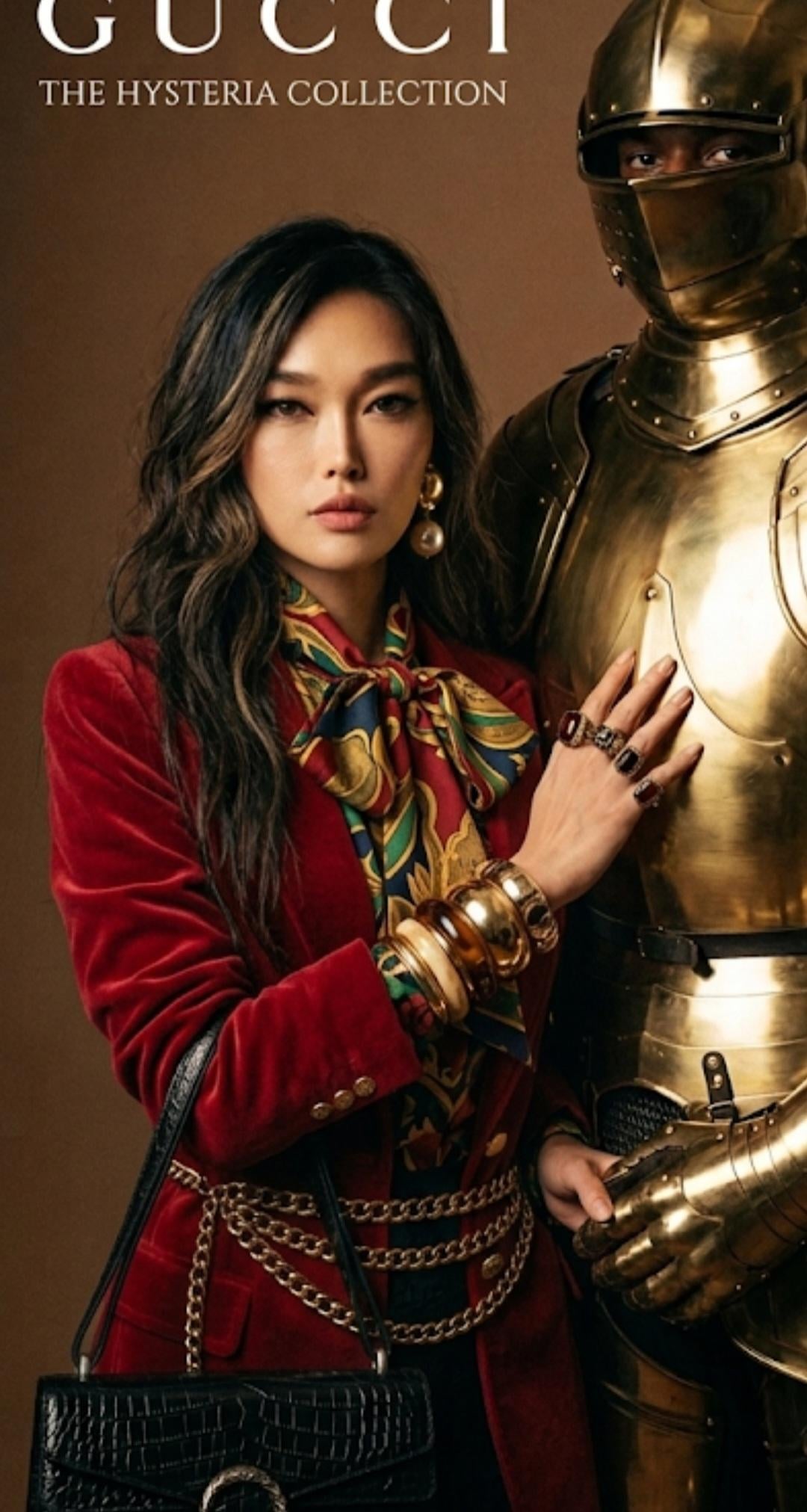 Deep Red Velvet Blazer Gold Buttons In One Wrist