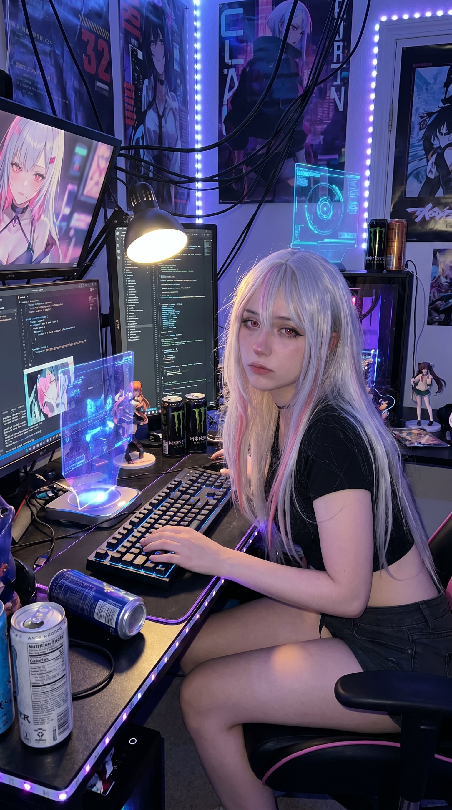 Cosplay Hacker Room Iphone Photograph Cyberpunk Lucy