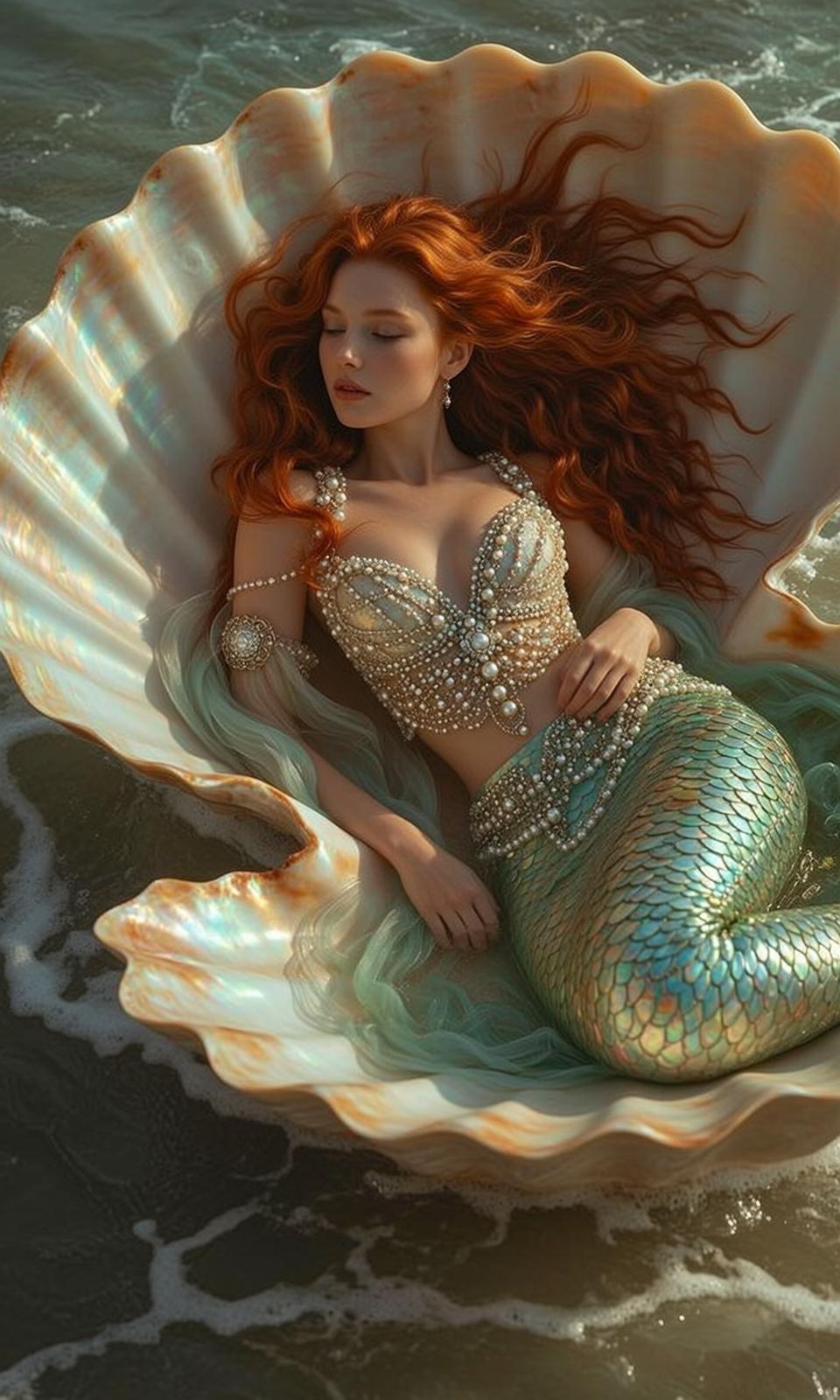Mermaid Seashell Ocean Pose
