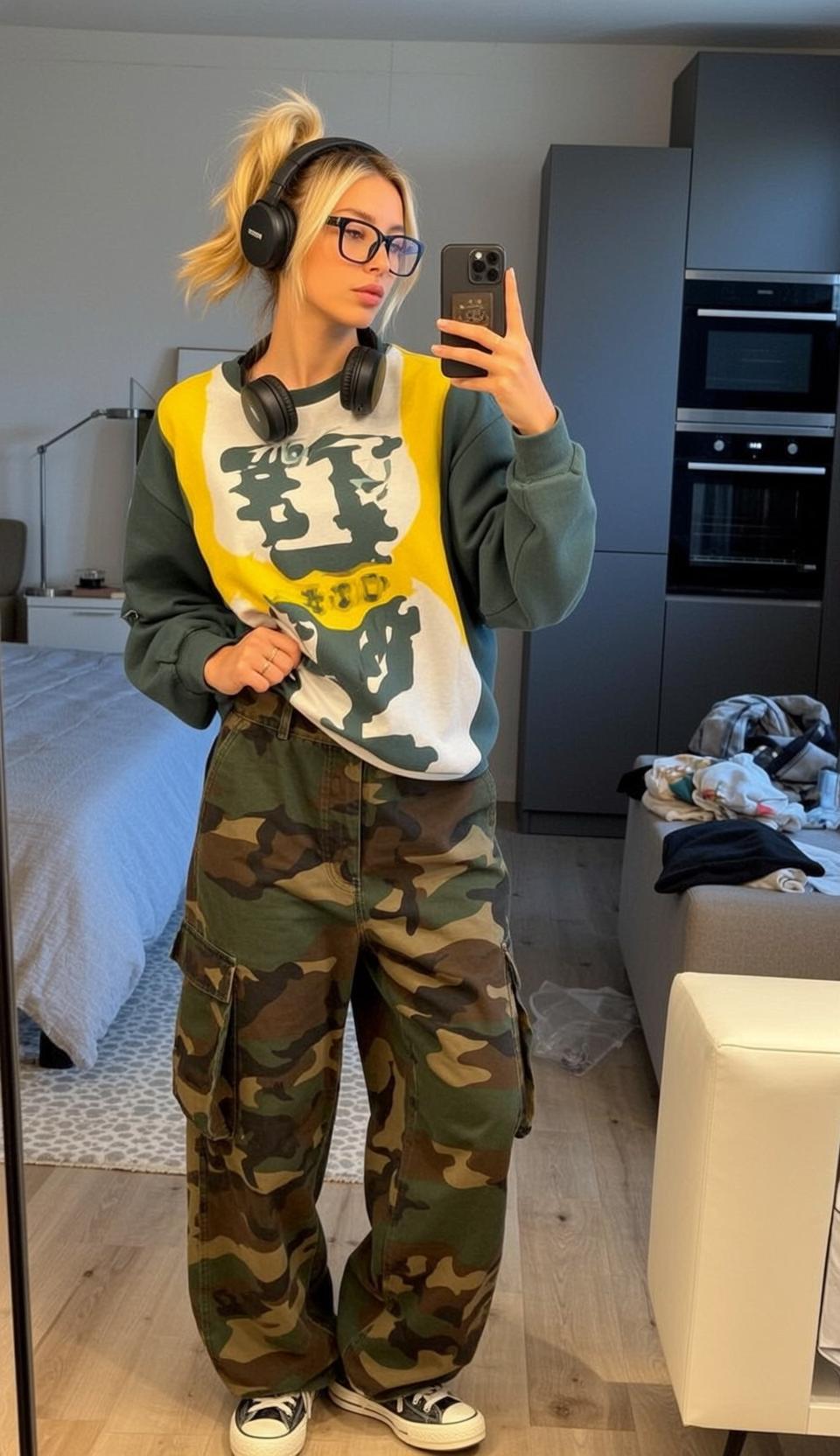 Skater Young Blonde Ponytail Fair Green Yellow