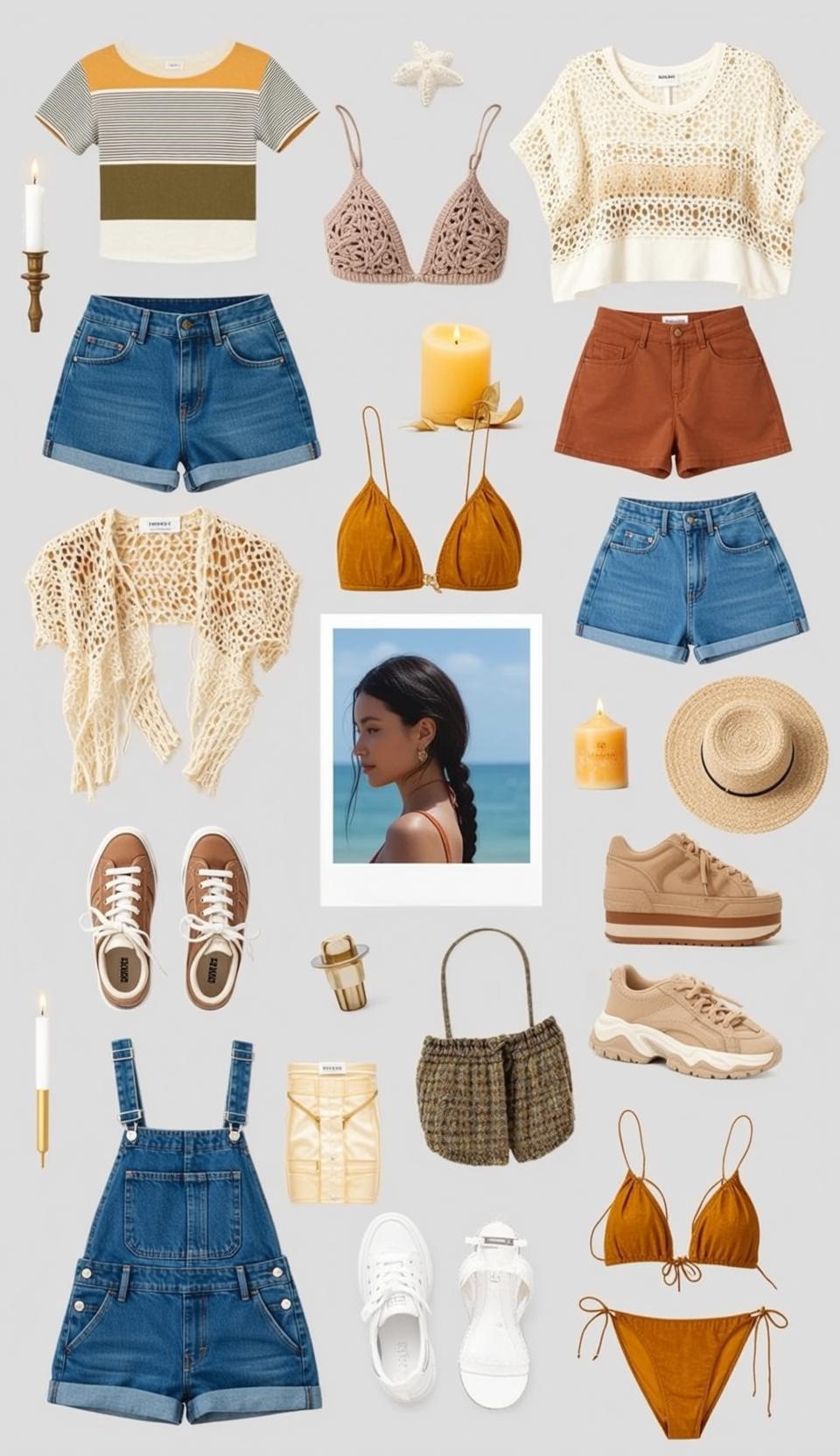 Beach Profile Orange Bikini Gold Earrings