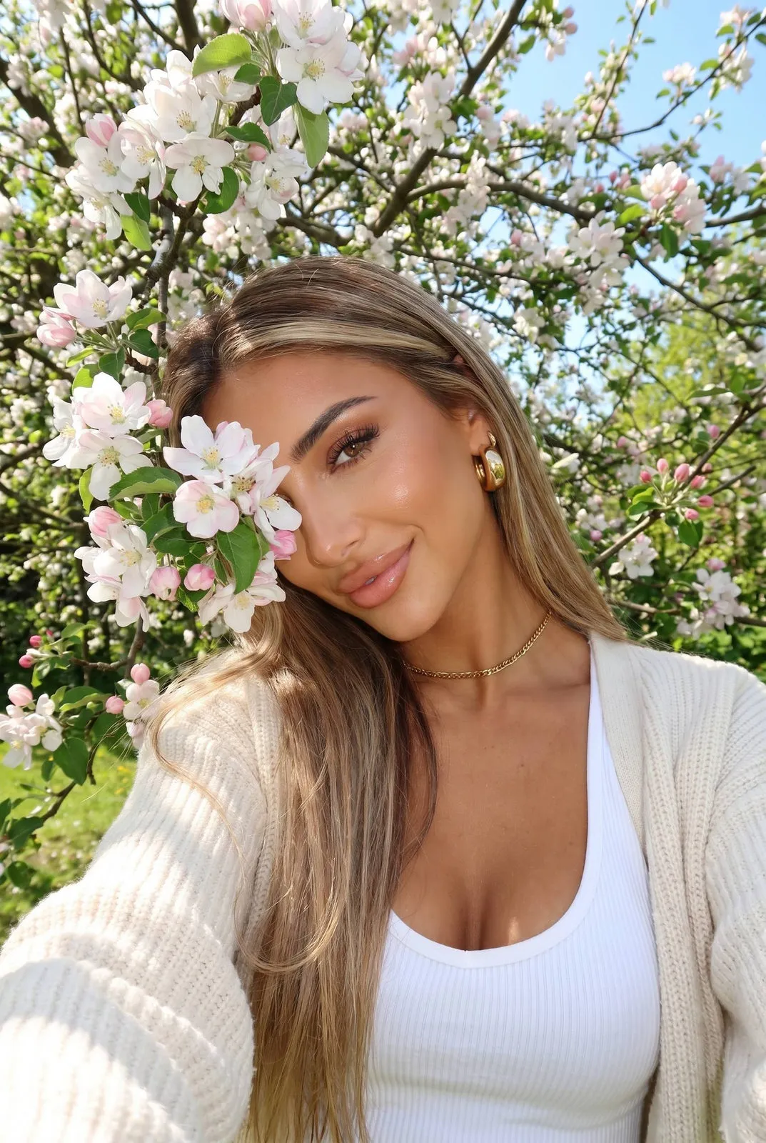Apple Tree Blossoms Garden Selfie
