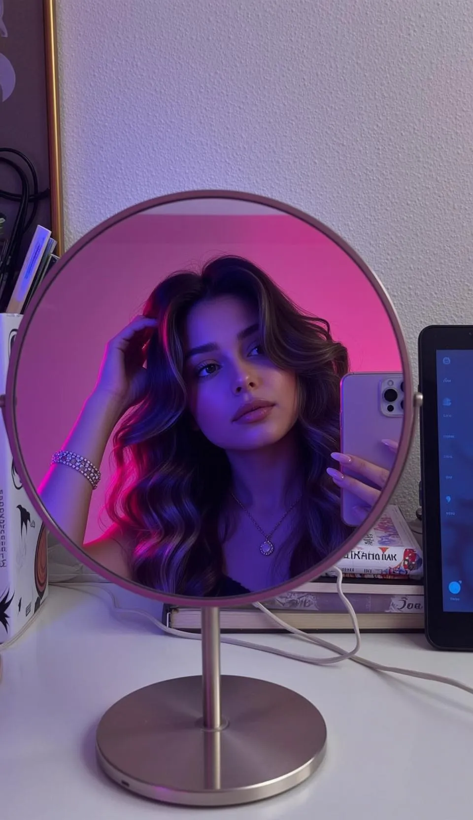 Makeup Necklace And Bracelets In Mirror Selfie