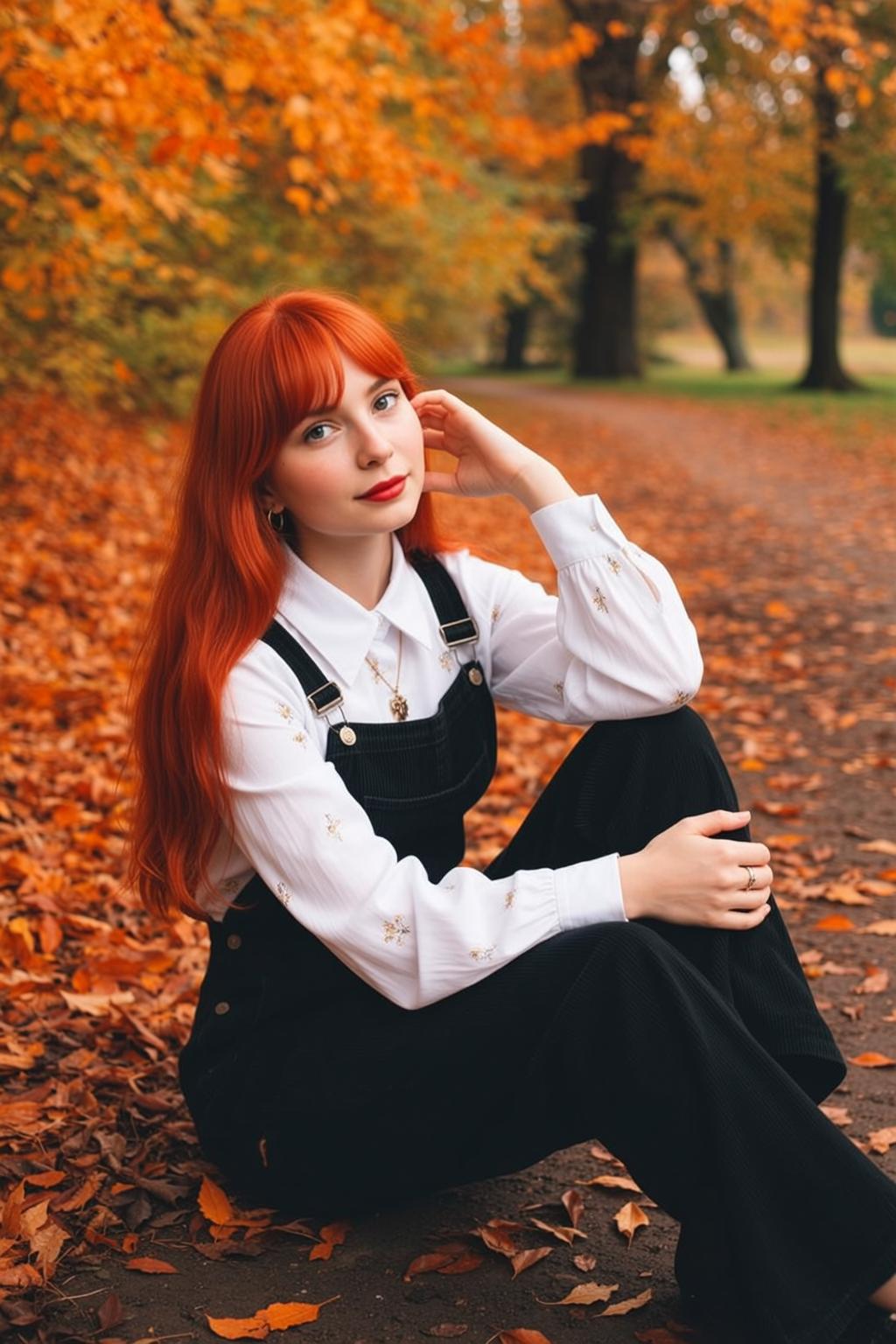 White Shirt Overalls Autumn
