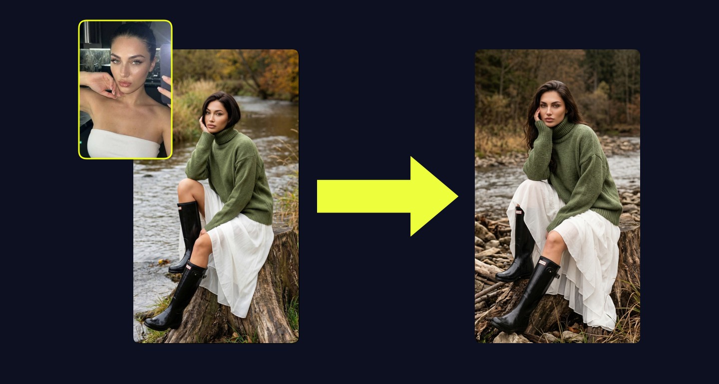 Lily remix walkthrough for Autumn River Stump Portrait Moss Green Sweater