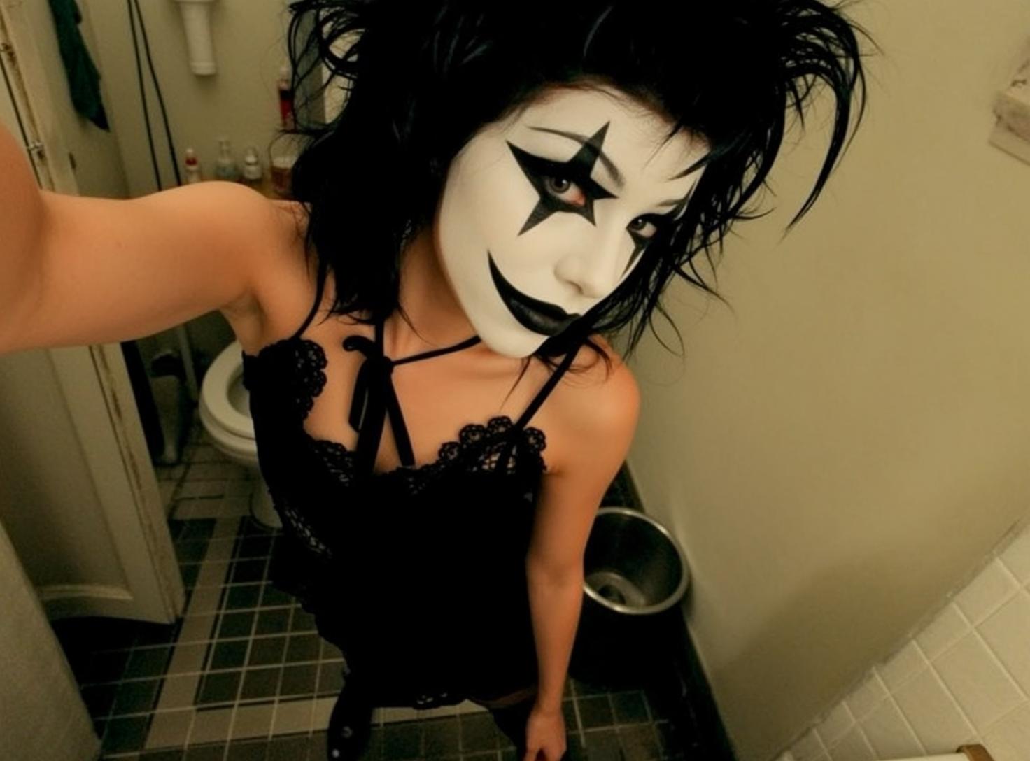 Halloween Makeup Young Black Messy Styled Upwards
