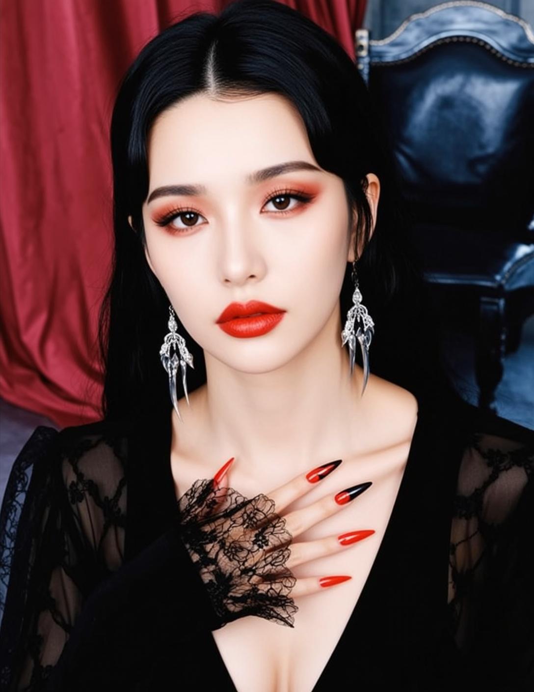 Halloween Makeup Young Long Black Parted Middle