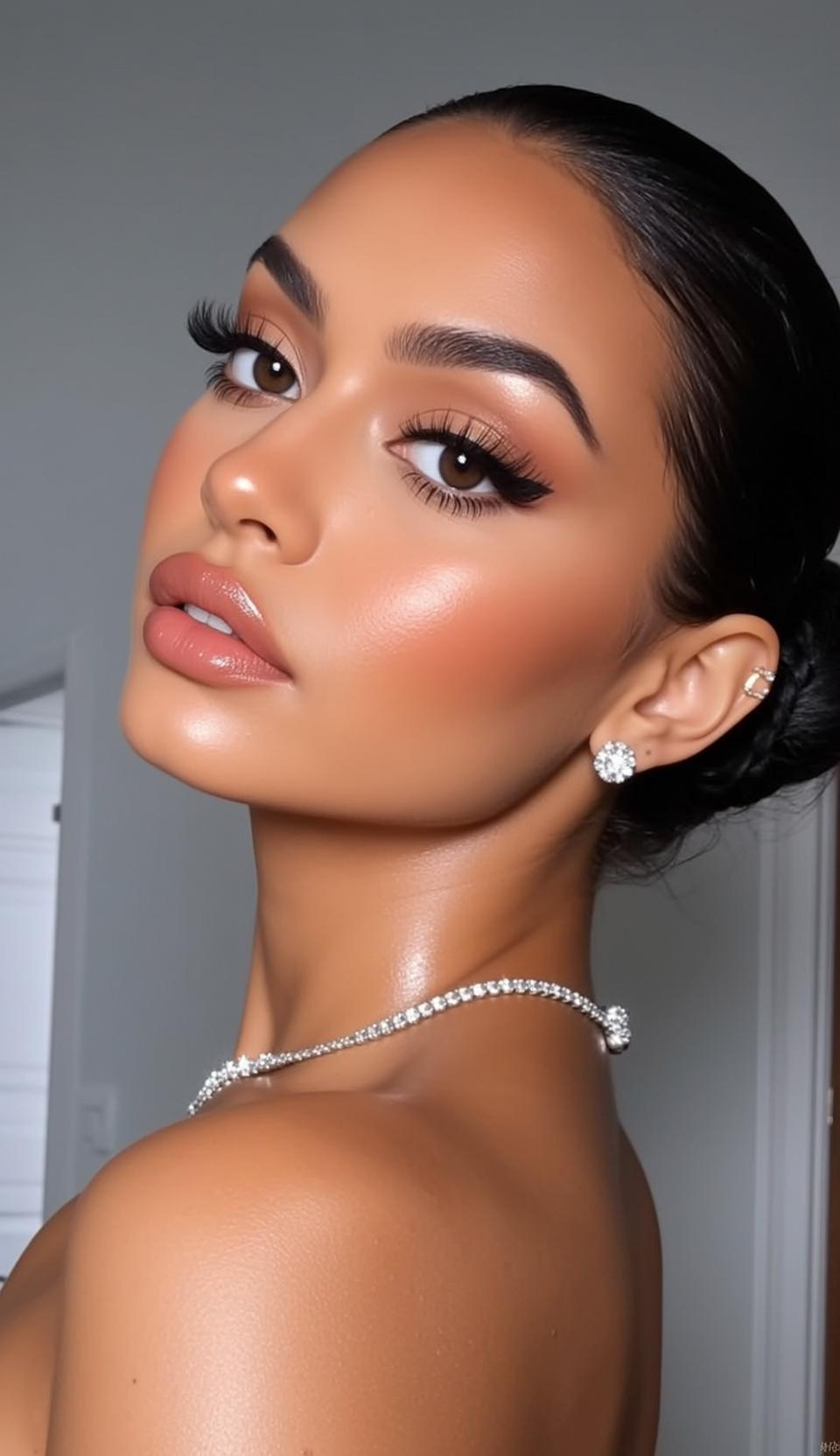 Glamorous Woman Diamond Necklace Studio