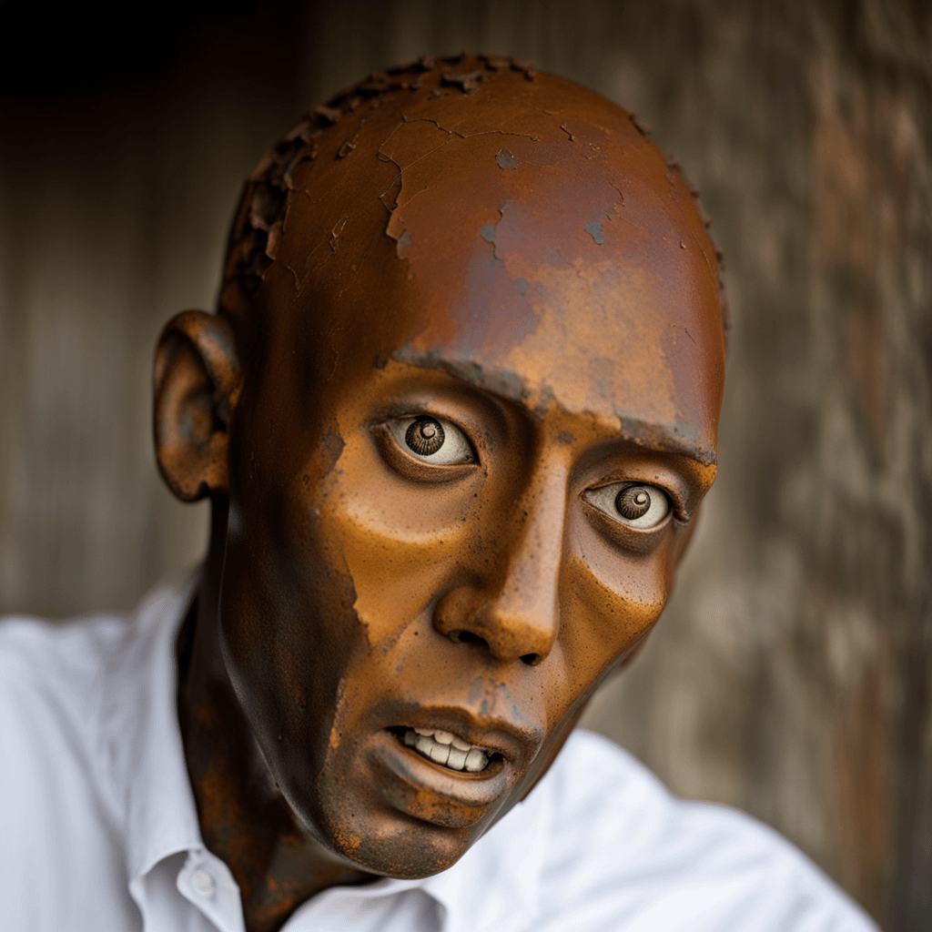 Weathered Bronze Sculpture Intense Shock