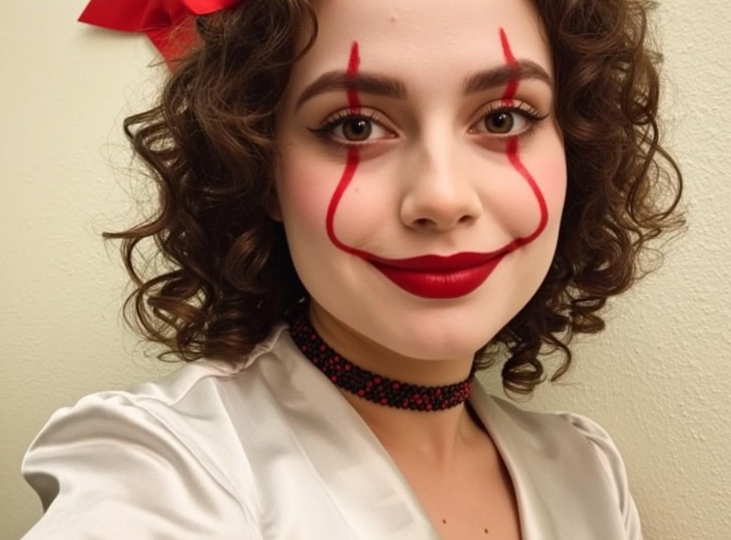 Halloween Makeup Young Dark Brown Curly Hair