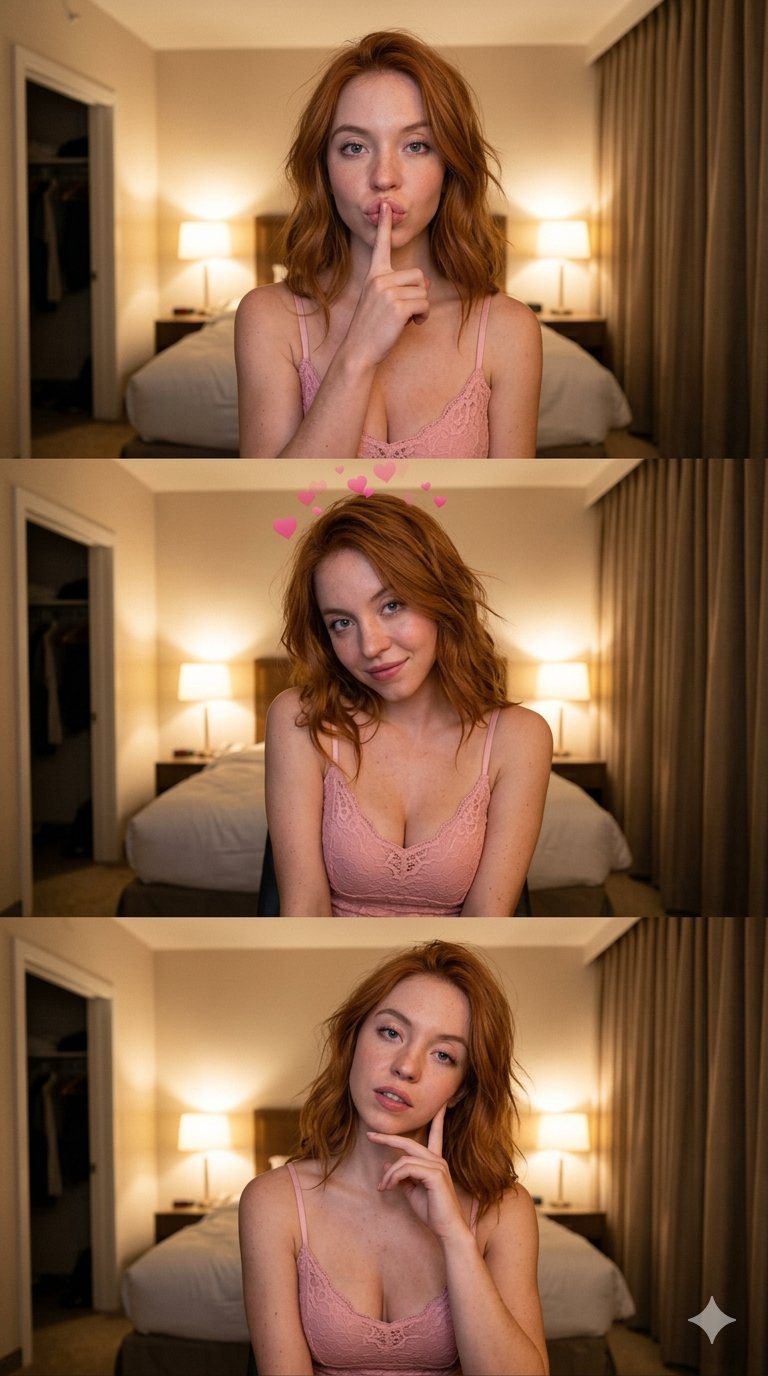 Pink Lace Bralette Hotel Room Triptych Cozy Lighting