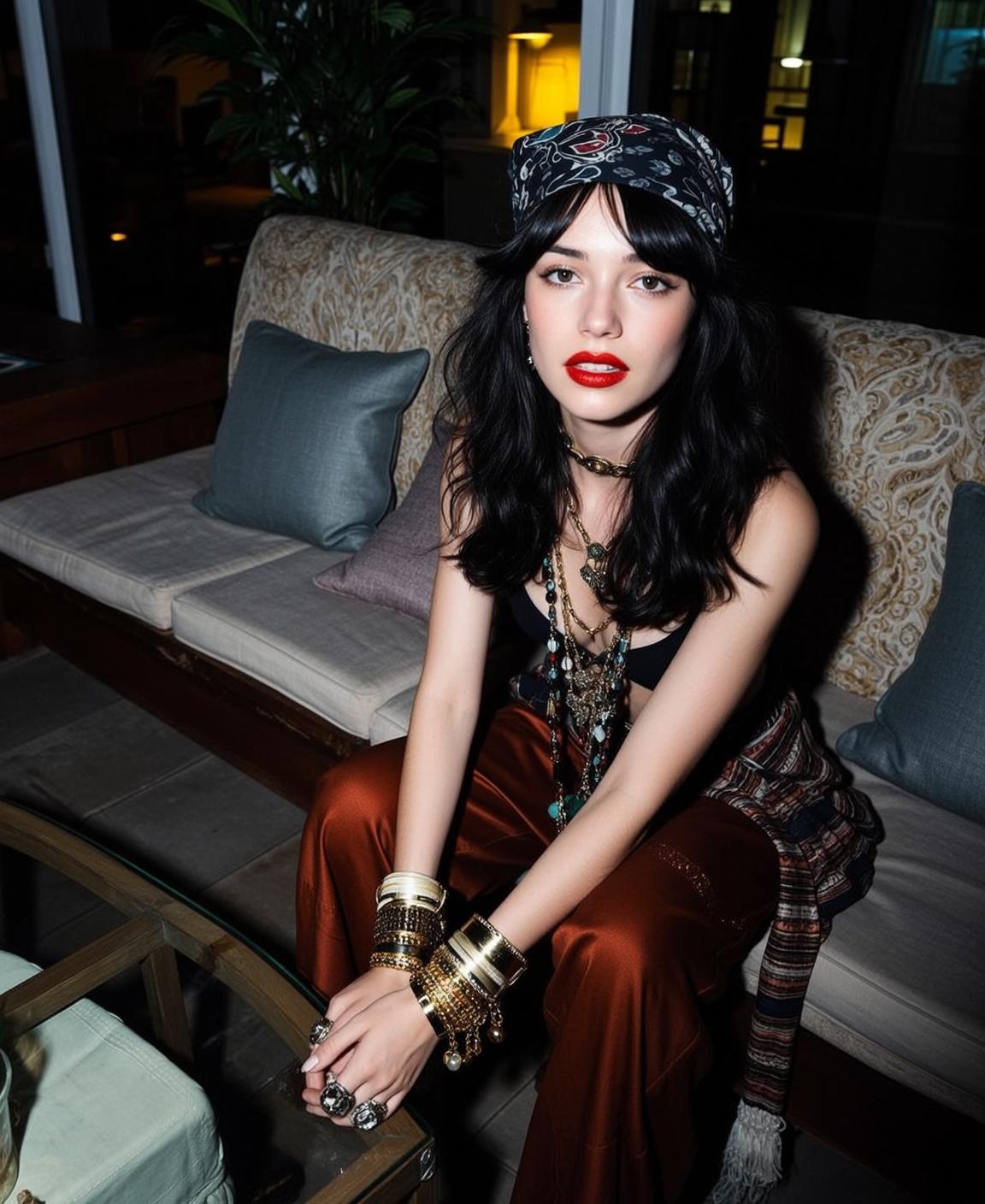 Black Bra And Rust Pants On Couch