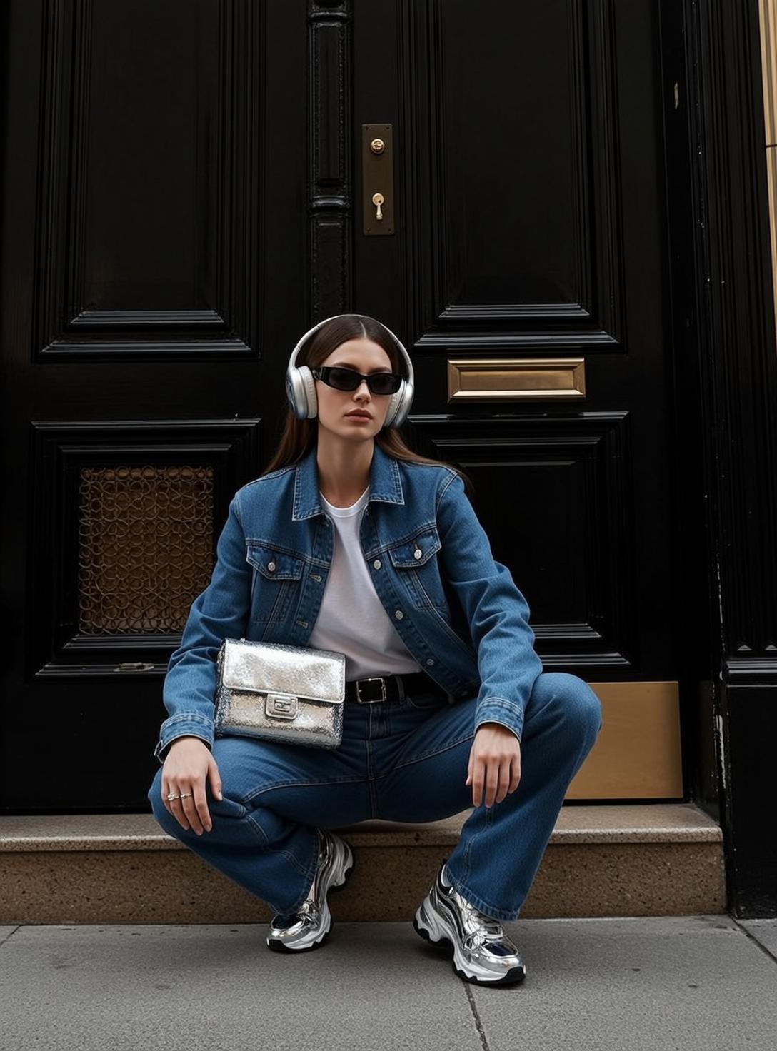Denim on Denim Doorway Crouch