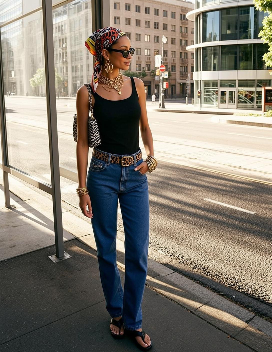 Casual Dark Tied Tan Black Tank Top