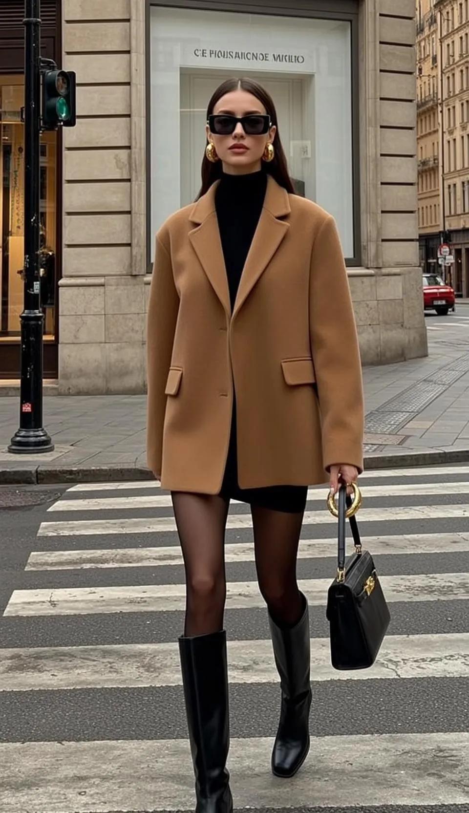 Sunglasses And Earrings In City Street Crosswalk
